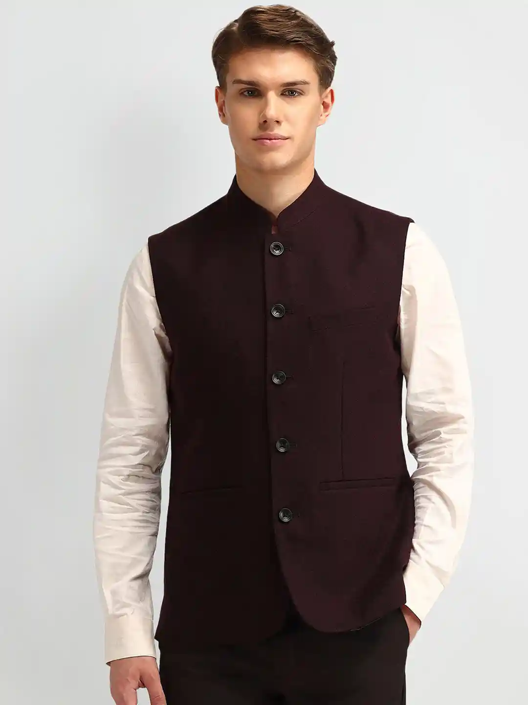 Buy Arrow Men Mandarin Collar Sleeveless Nehru Jacket Nehru