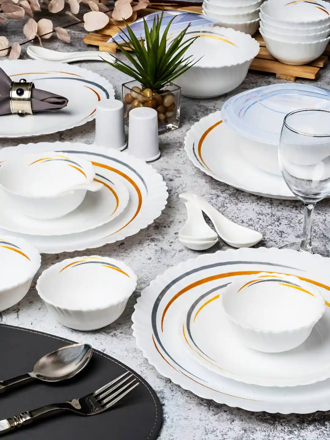 Buy Cello White 37 Pieces Opalware Dishwasher and Microwave Safe