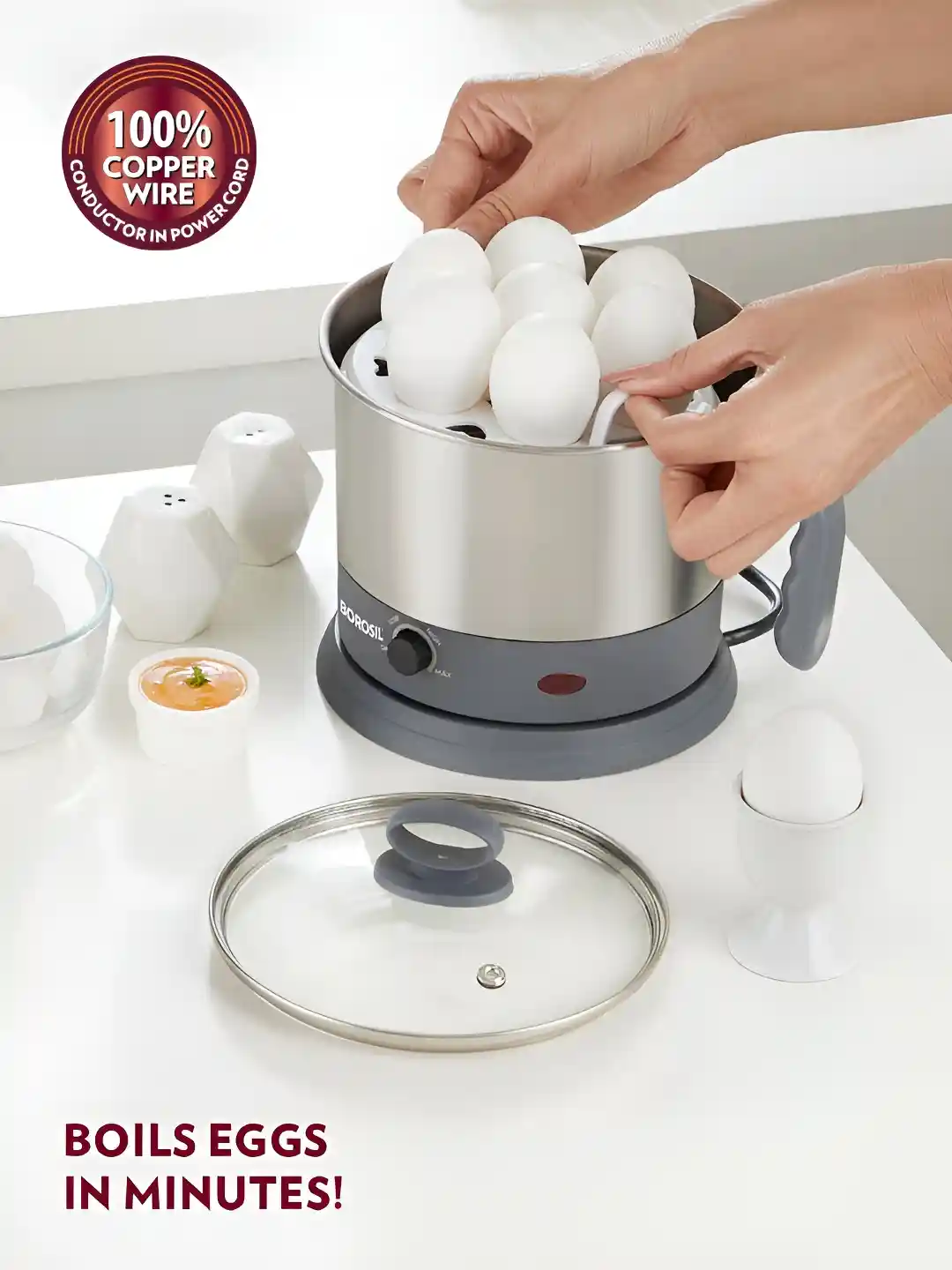 Buy BOROSIL Quick Electric Kettle With Egg Tray, Idli Stand