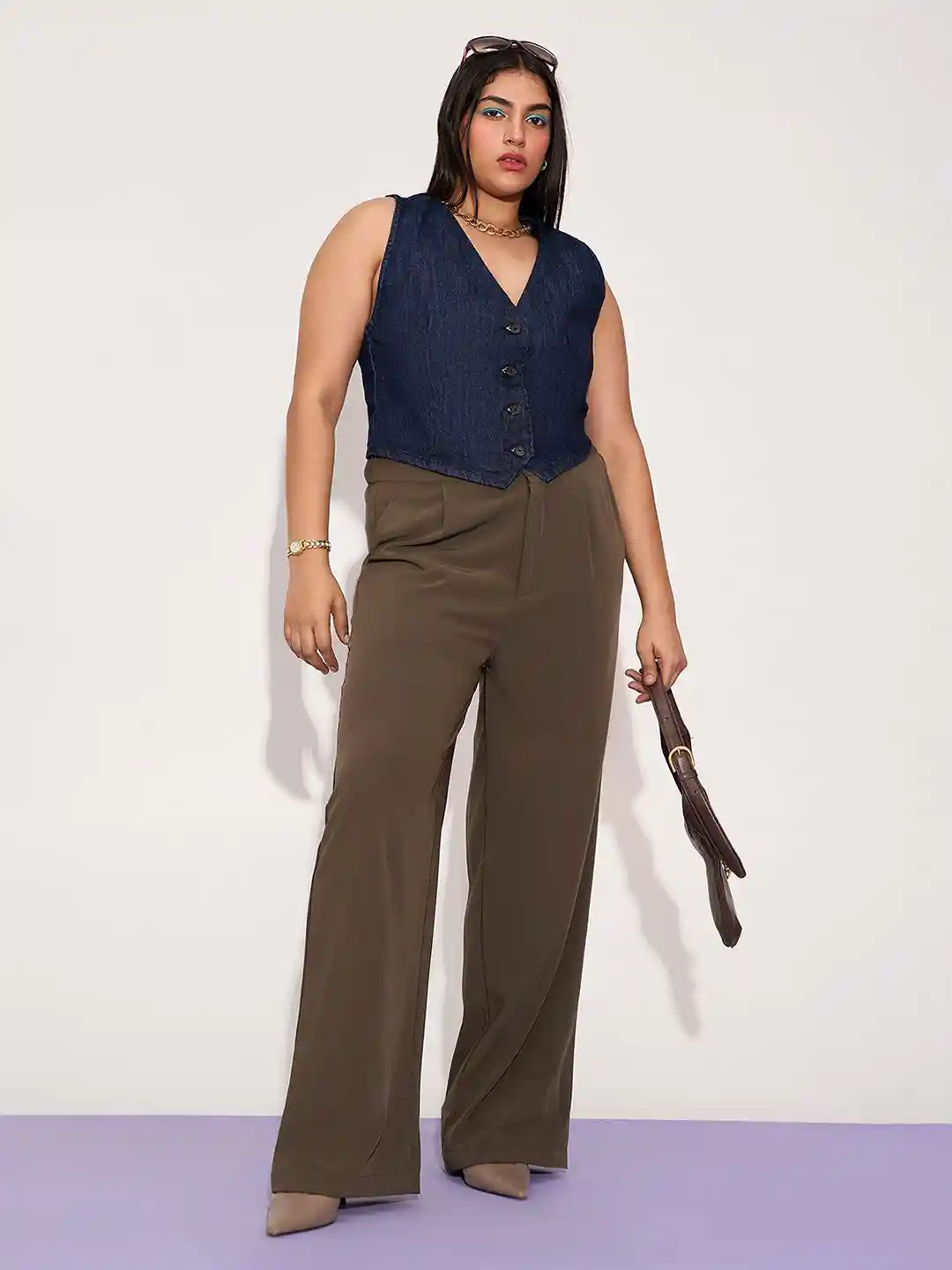 Freakins Brown Wide Leg Jeans Brown Men's Straight Jeans