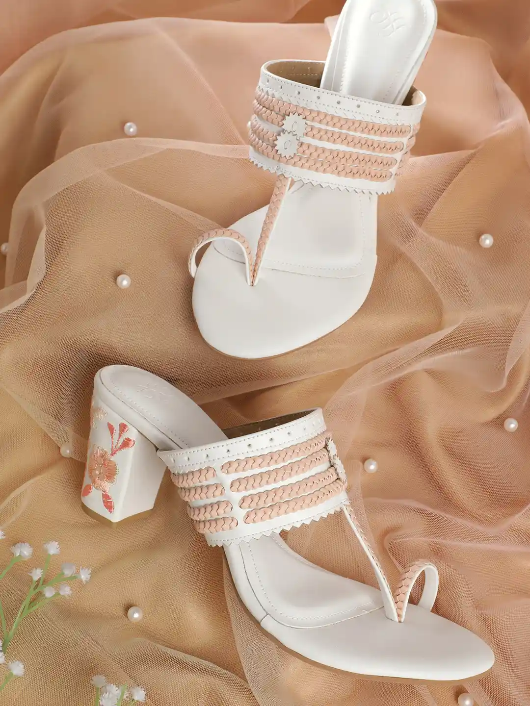 Buy House of Pataudi Open Toe Woven Design Block Heels Heels for