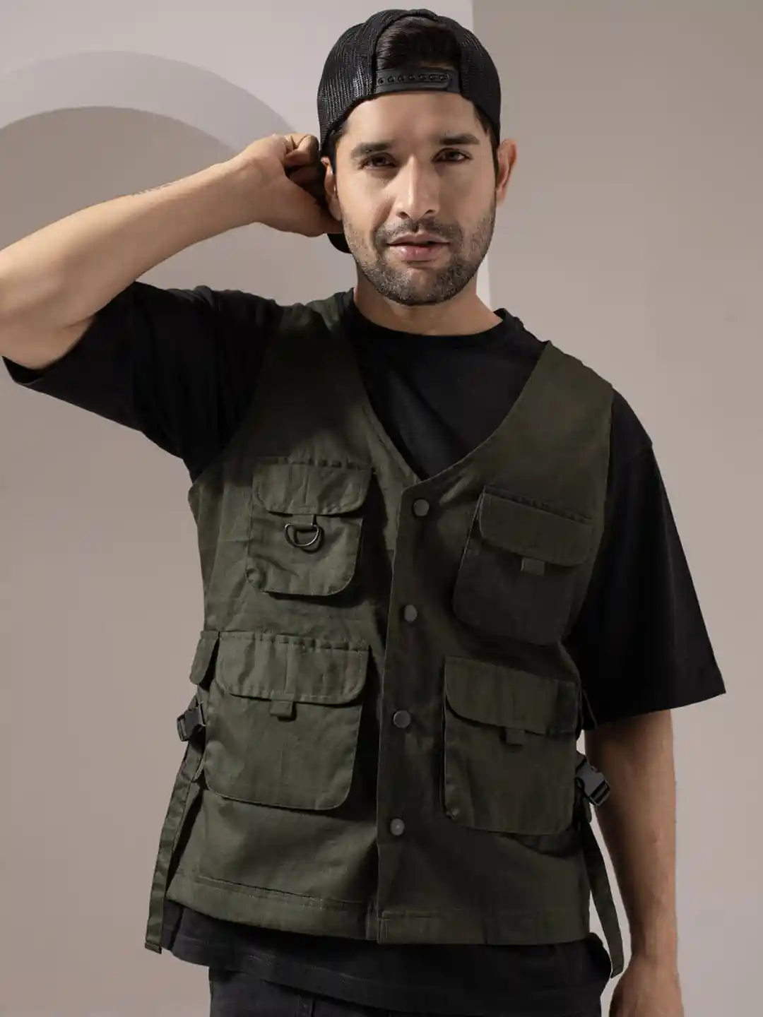 Buy PERCH Solid Six Pocket Cargo Vest Jacket Jackets for Men