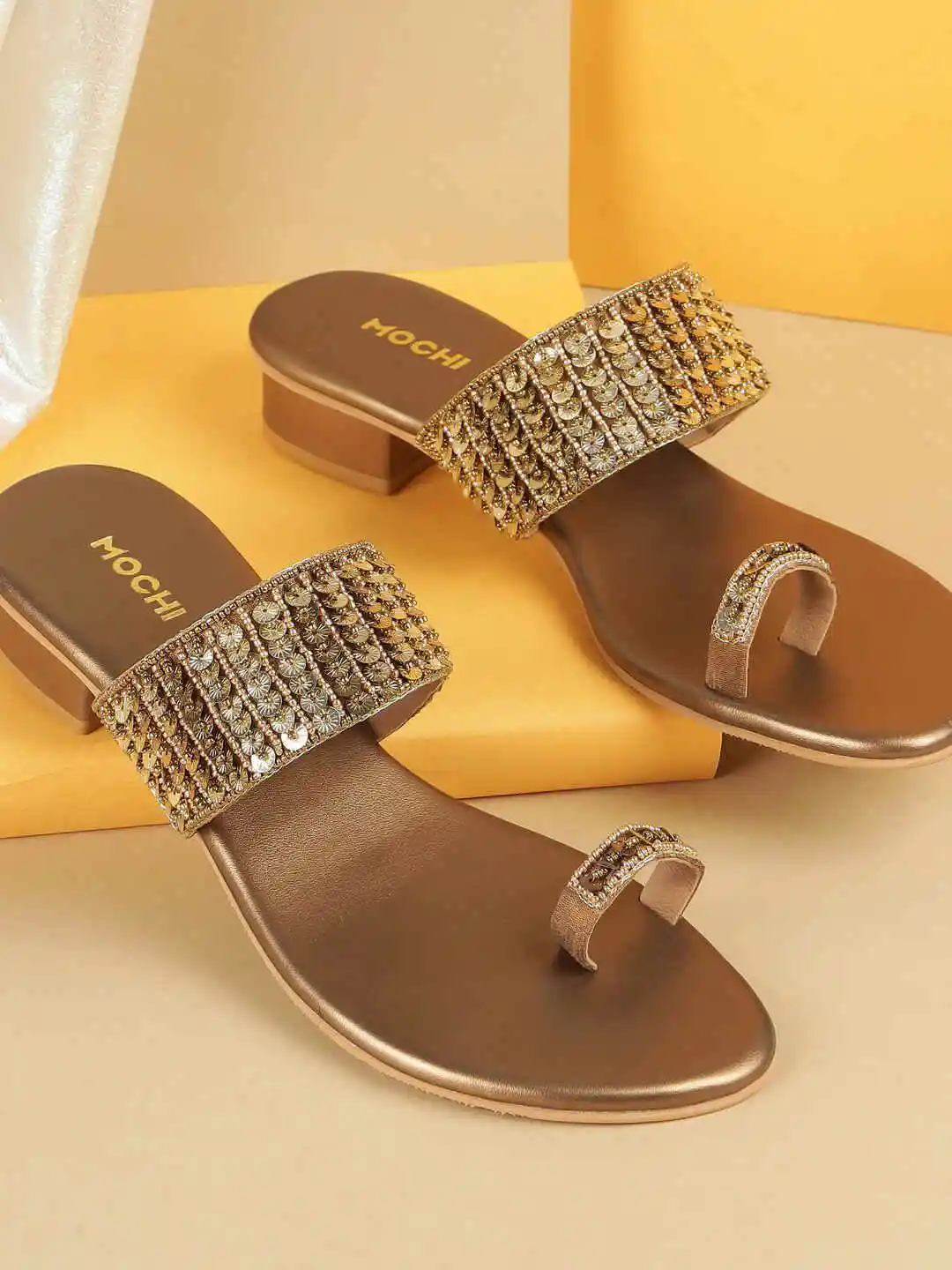 Wedding Shoes Sandal Mochi Ladies Footwear Mochi Gold Toned