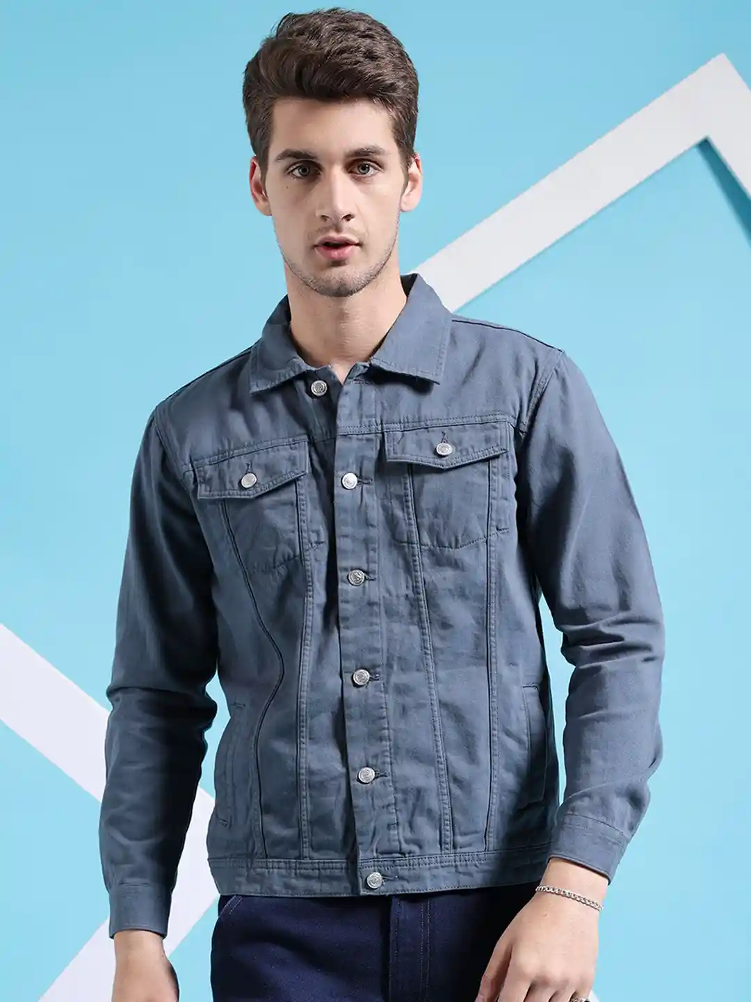 Buy The Indian Garage Co Men Slim Fit Denim Trucker Jacket with