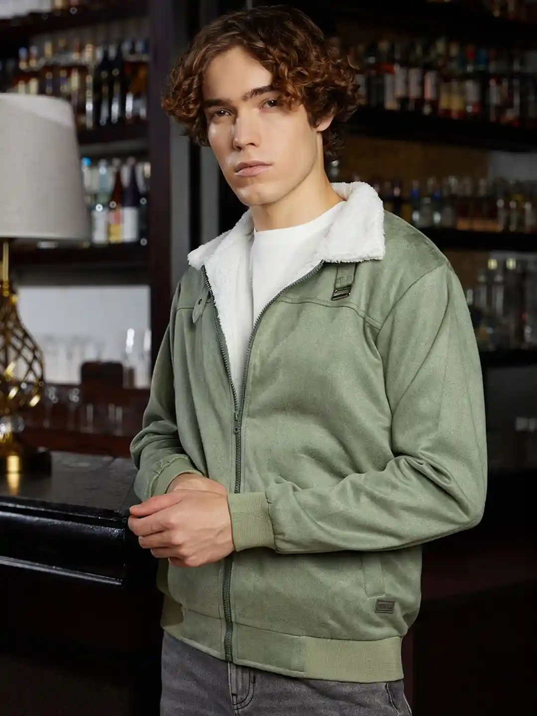 Ubuy Bomber Jacket Fleece Lined Campus Sutra Men Fleece-Lined