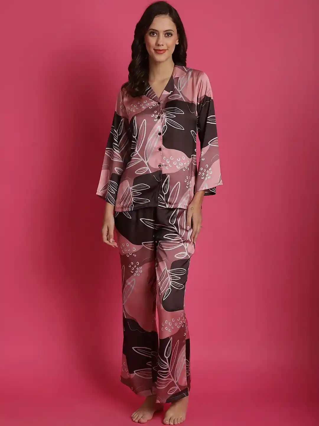 Buy Claura Women Silk Satin Printed Night suit Night suits for