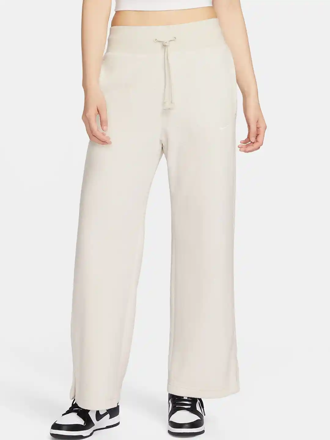 High Waisted Wide Leg Nike Fleece Pants Women's Grey Nike