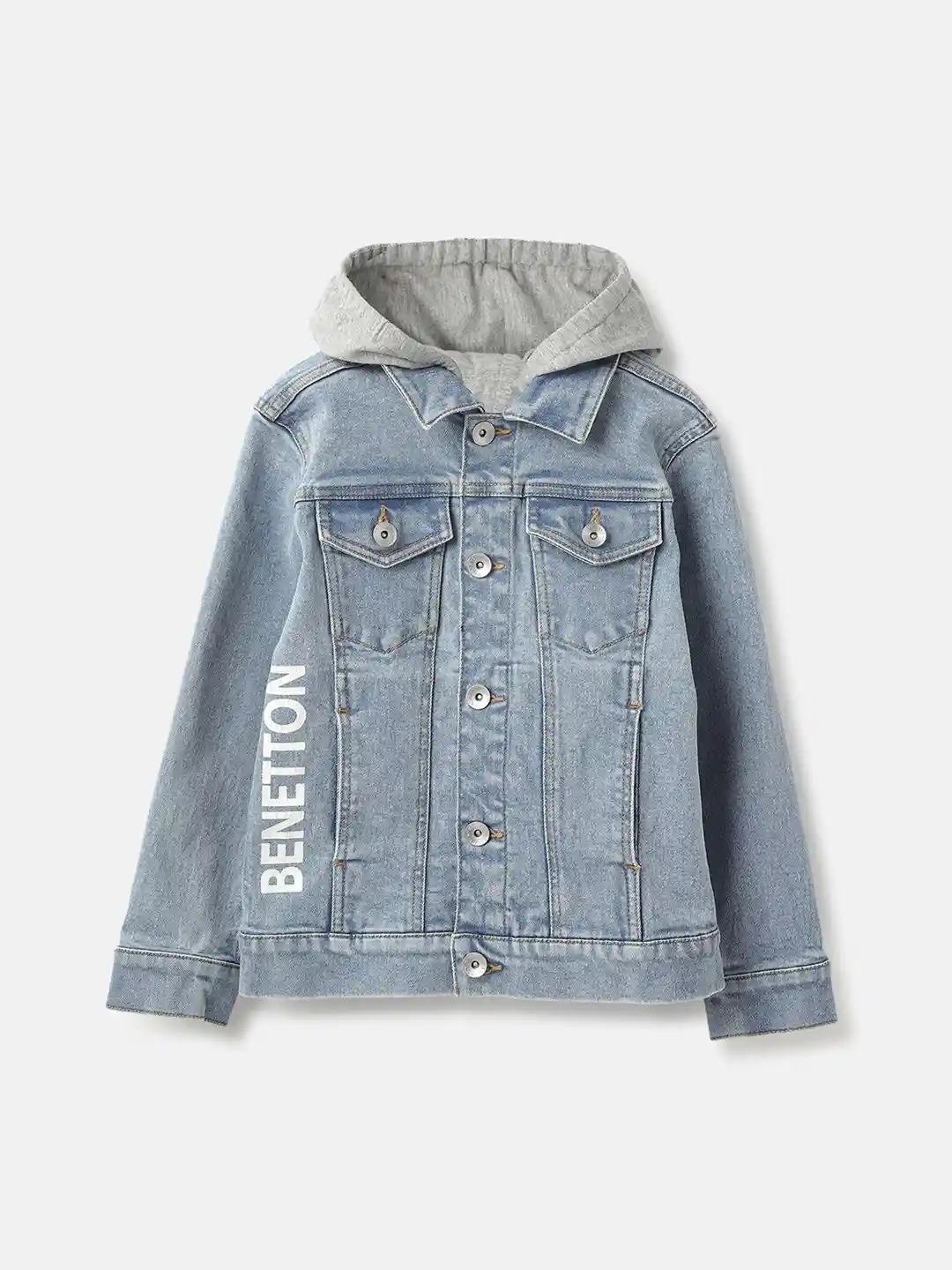 Buy United Colors of Benetton Boys Hooded Washed Self Design