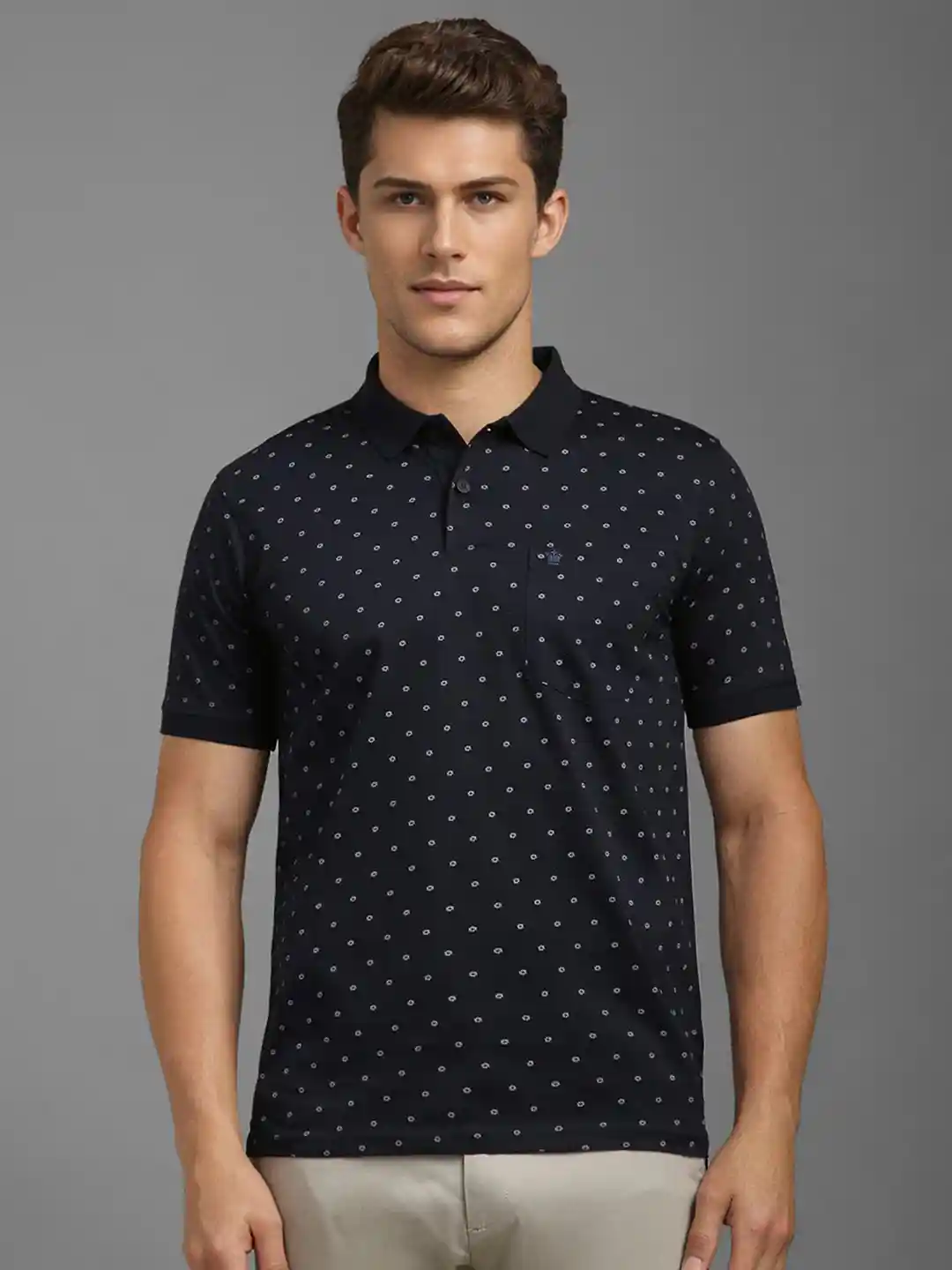 Buy Louis Philippe Men Polka Dots Printed Polo Collar Cotton T