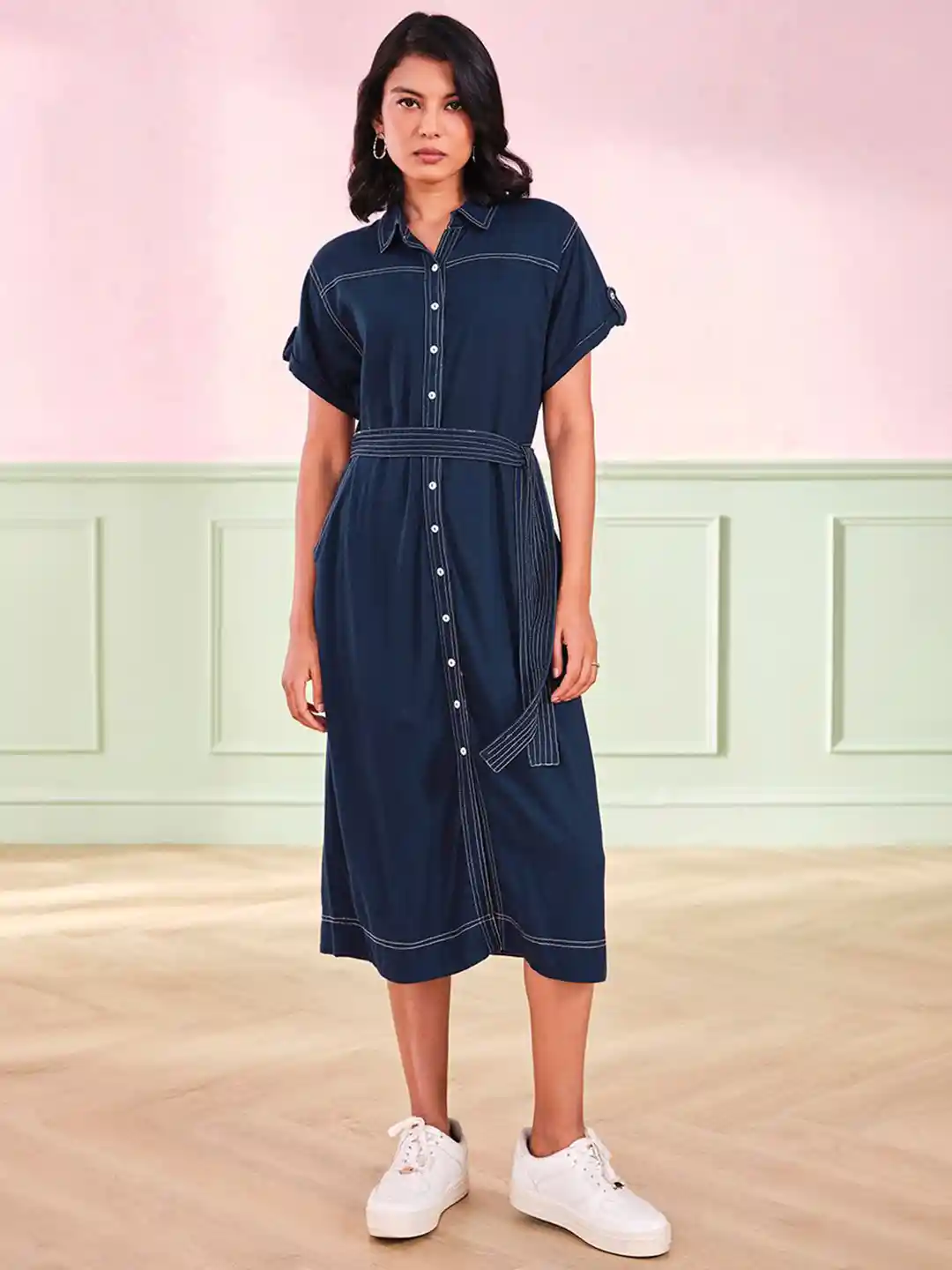 Midi Dress Jabong Denim Dresses AND Women Solid Denim Midi Dress