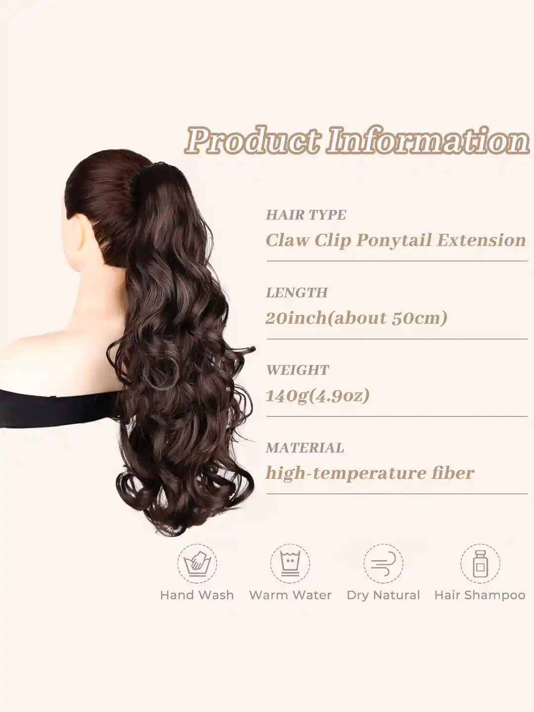 Buy D-Divine Clip In Curly Ponytail Hair Extension Brown 22