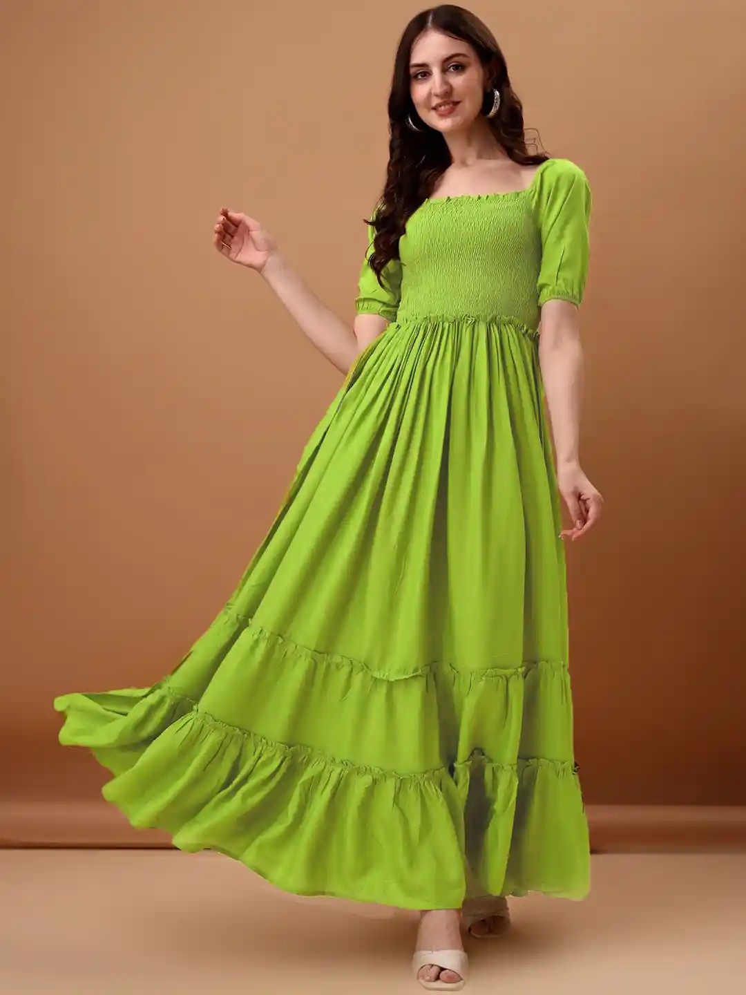 新品！hibinitiワンピースsquare neck summer dress Buy KALINI Women Square Neck Gown Maxi Dress - Ethnic