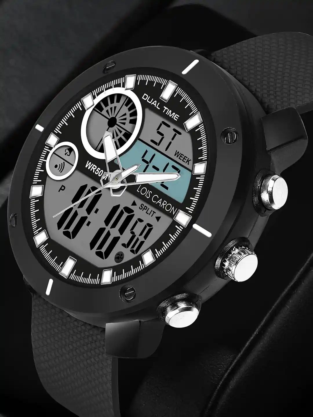 LOIS CARON Men Dial Textured Straps Analogue and Digital Watch LCDA8016