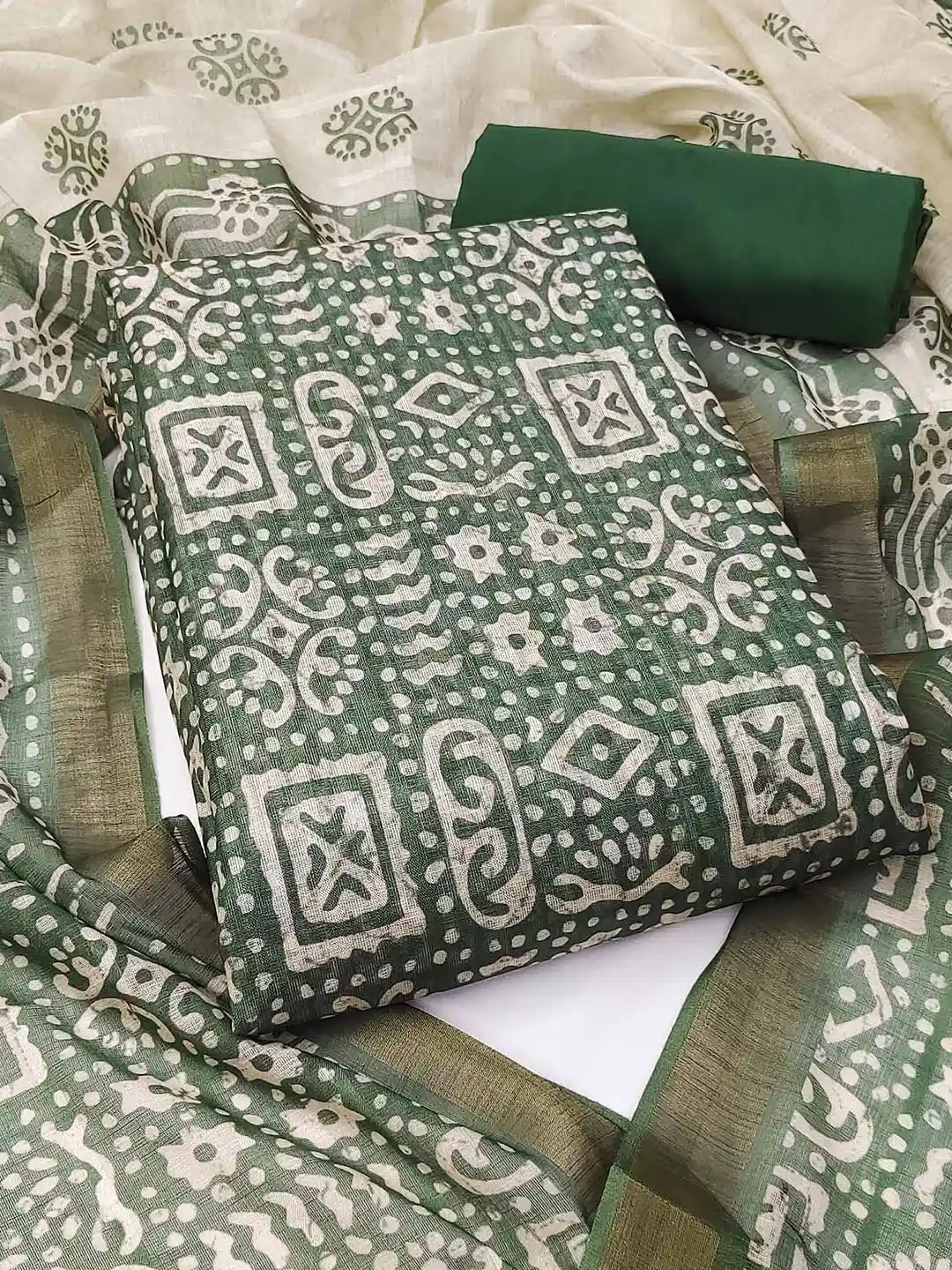 Peachmode Ethnic Motifs Printed Pure Cotton Unstitched Dress Material