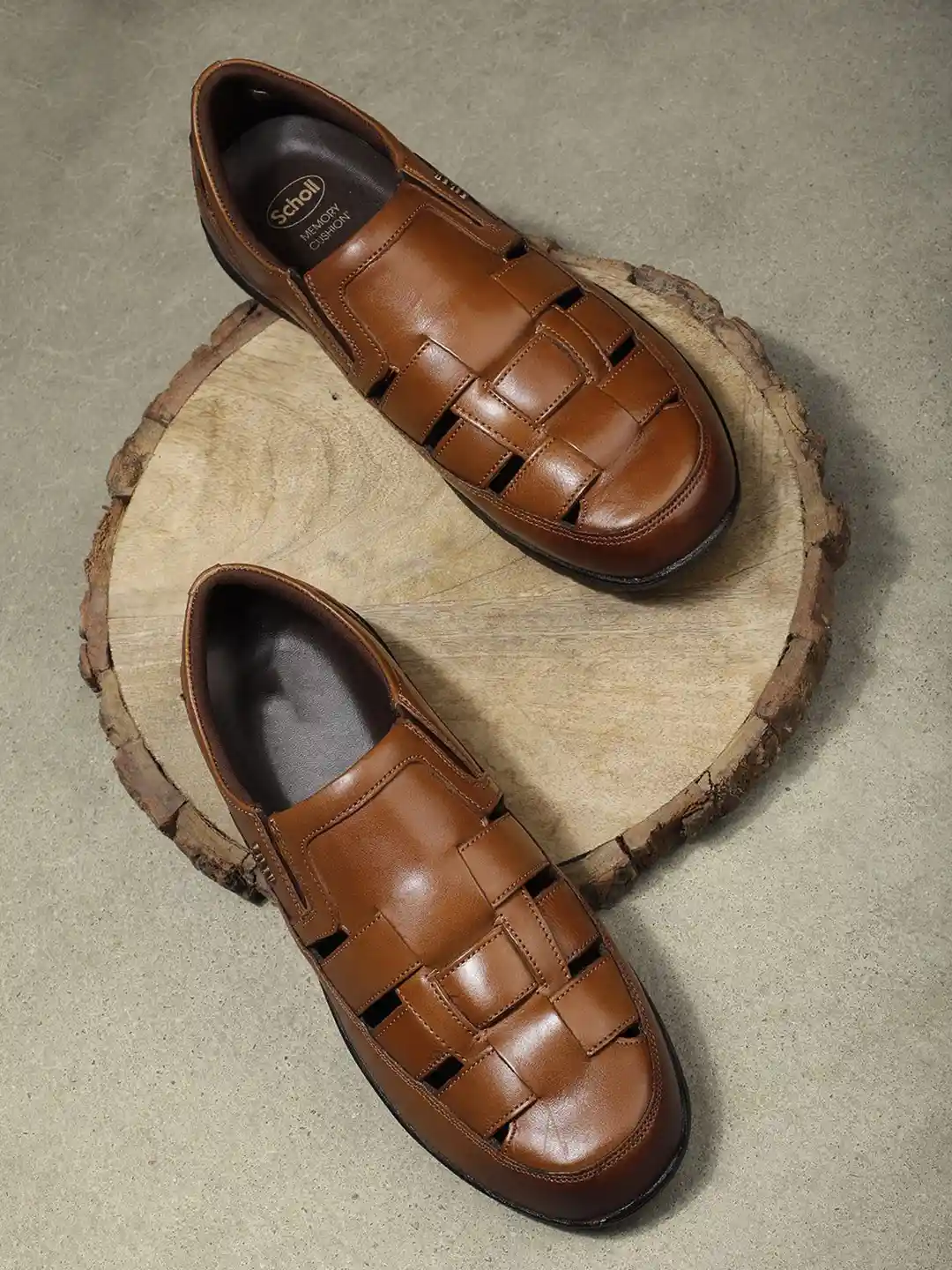 Scholl Men Leather Fisherman Sandals