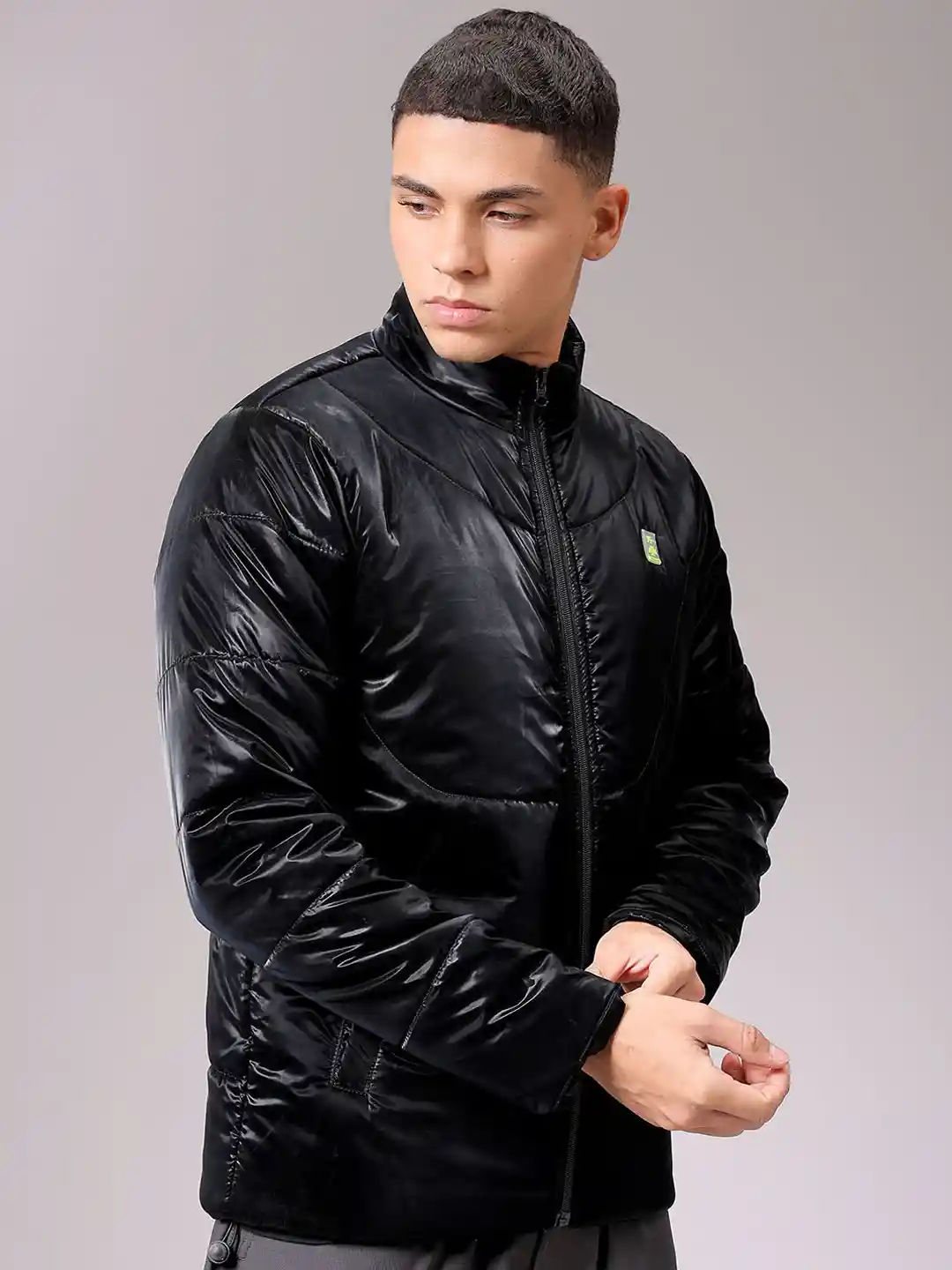 The Indian Garage Co Men High Neck Solid Puffer Jacket