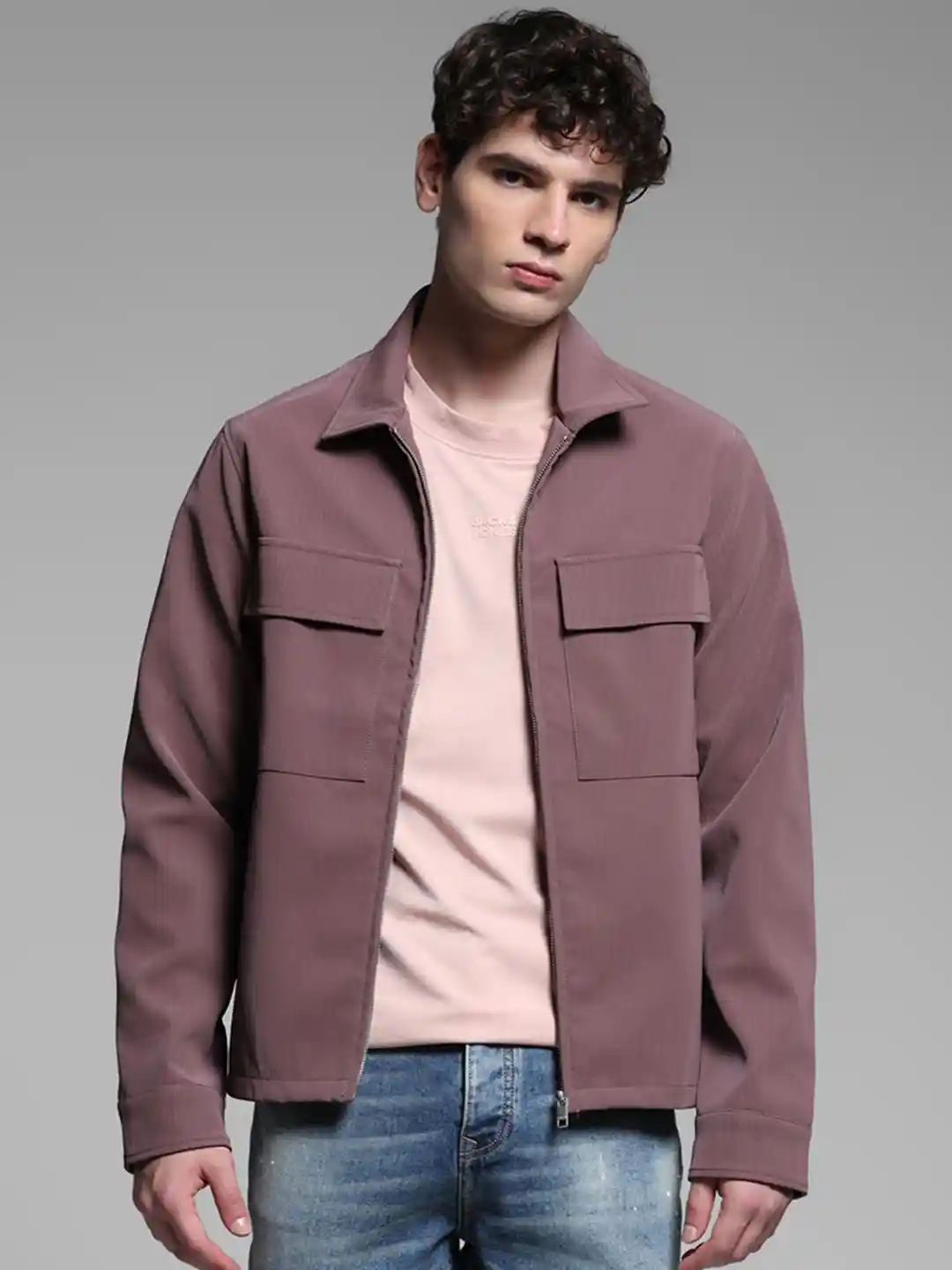 Buy Jack Jones Men Spread Collar Solid Casual Tailored Jacket