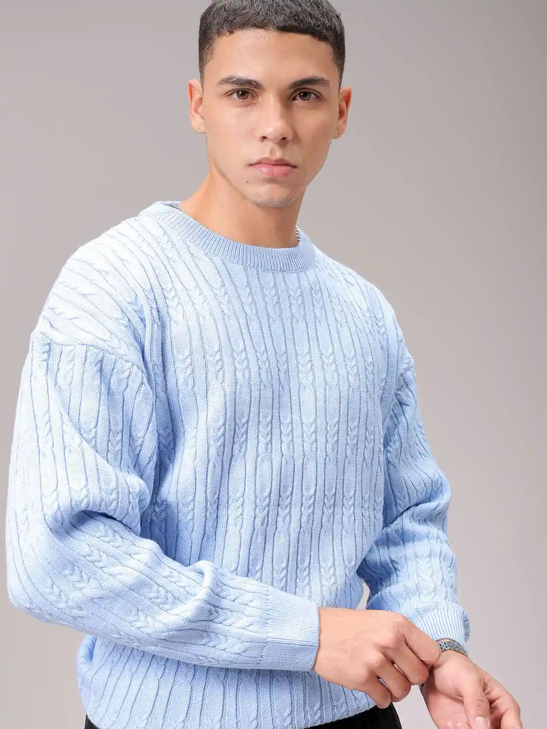 Buy The Indian Garage Co Men Cable Knit Cardigan Sweaters for