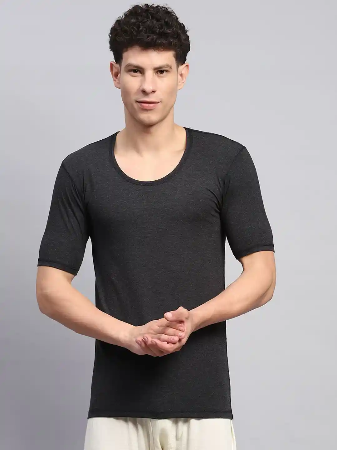 Buy Monte Carlo Men Round Neck Half Sleeve Thermal Tops Thermal