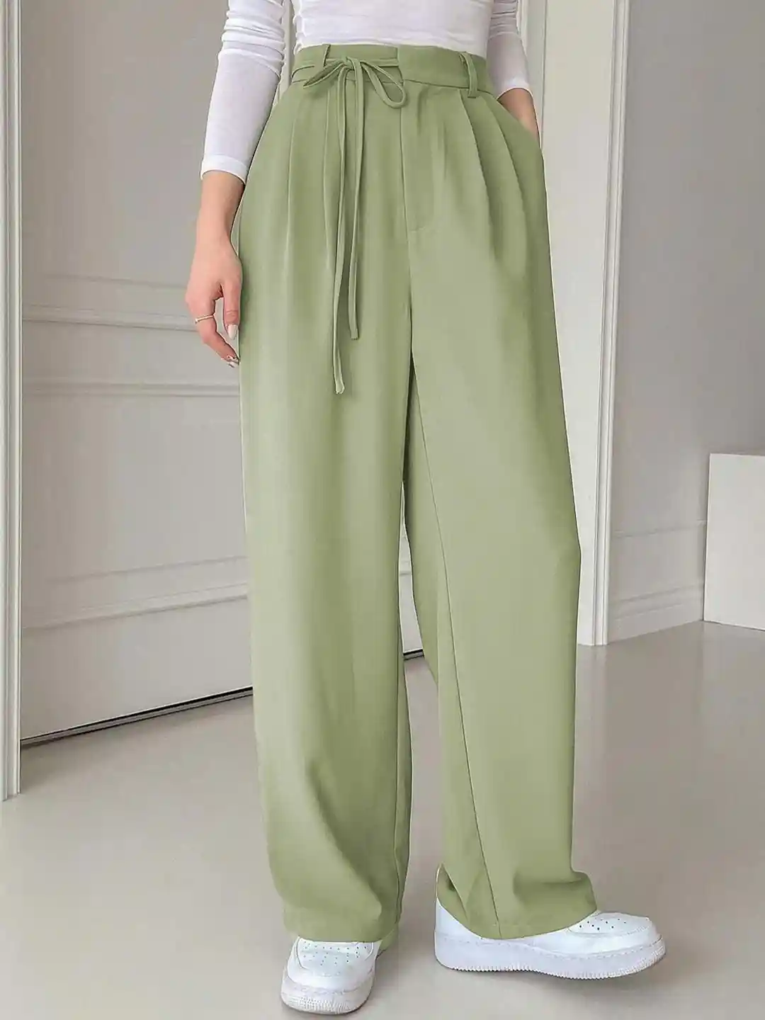 Buy Kotty Women Straight Leg Straight Fit High-Rise Trousers