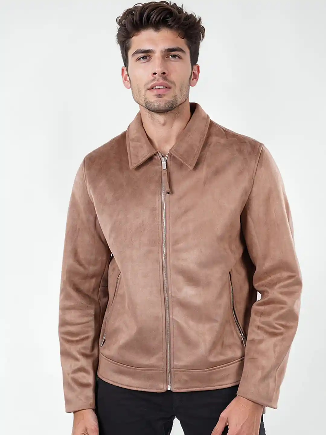 Buy Celio Men Spread Collar Solid Casual Biker Jacket Jackets