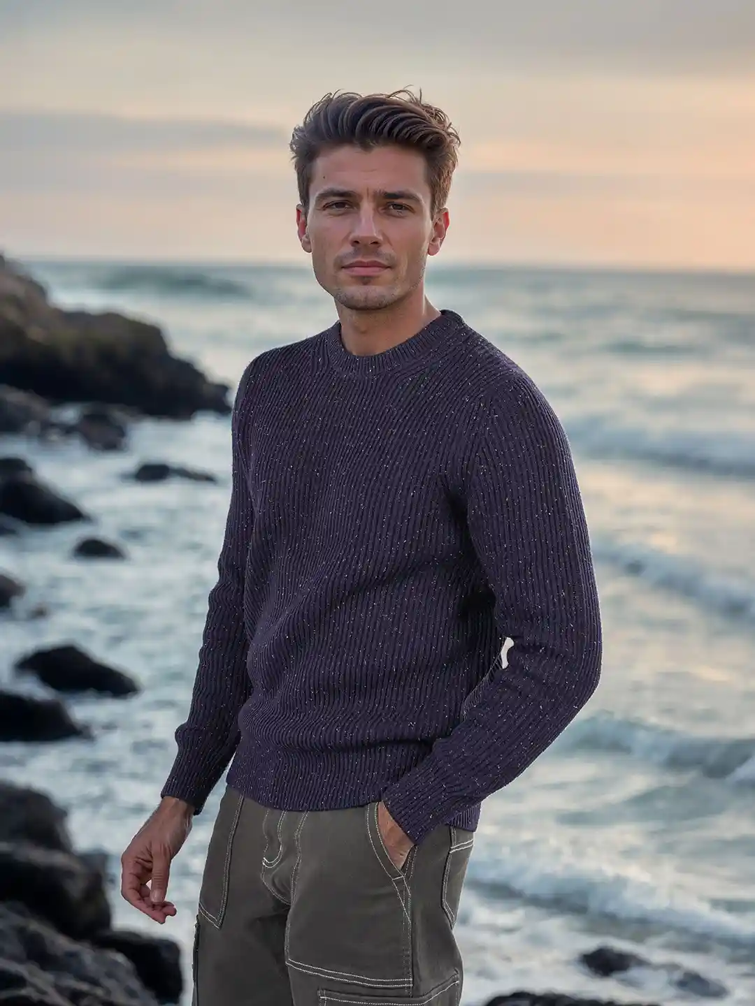 Celio Men Cotton Cable Knit Pullover