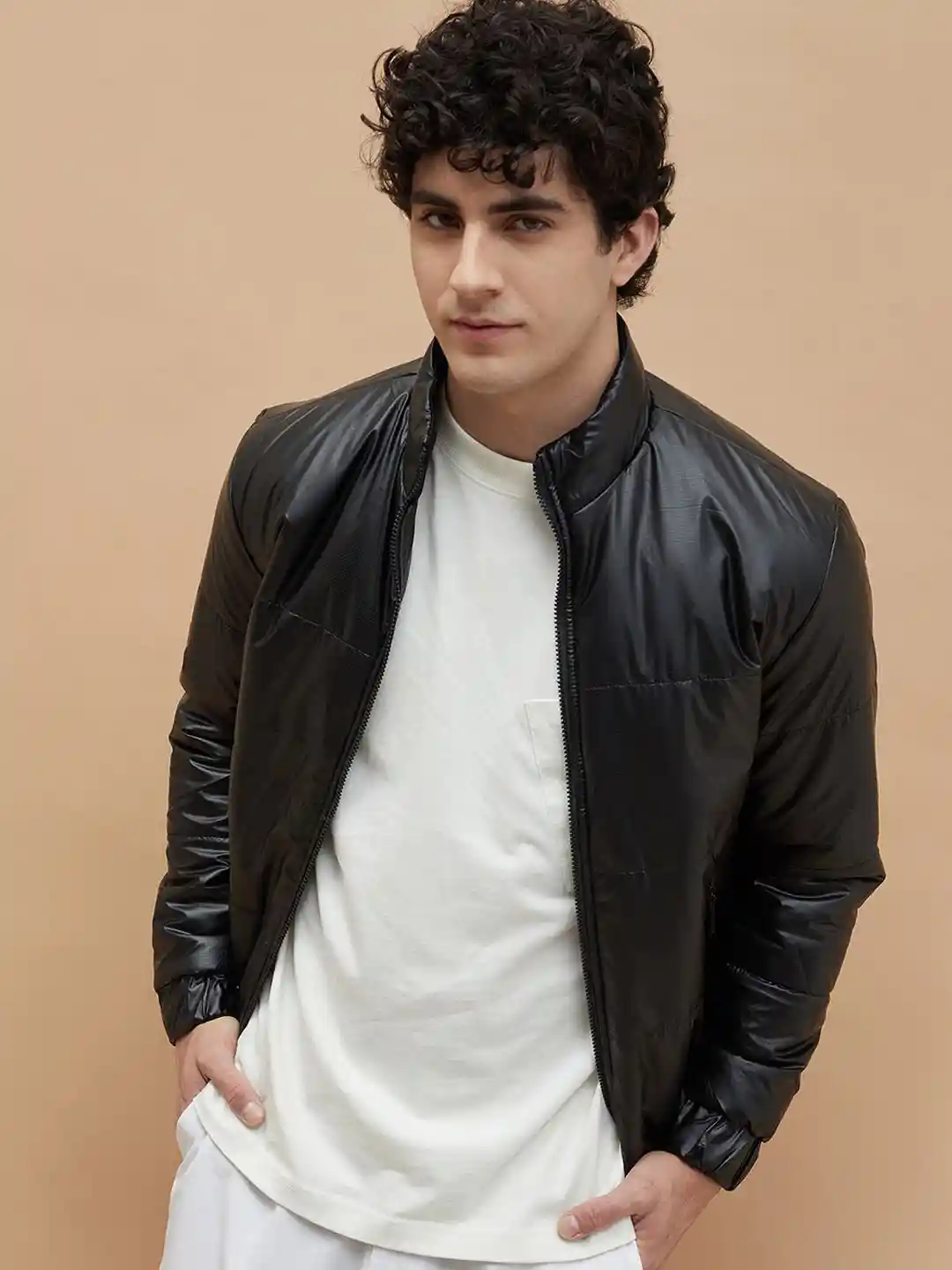 Buy Bossini Men Mock Collar Solid Casual Bomber Jacket Jackets