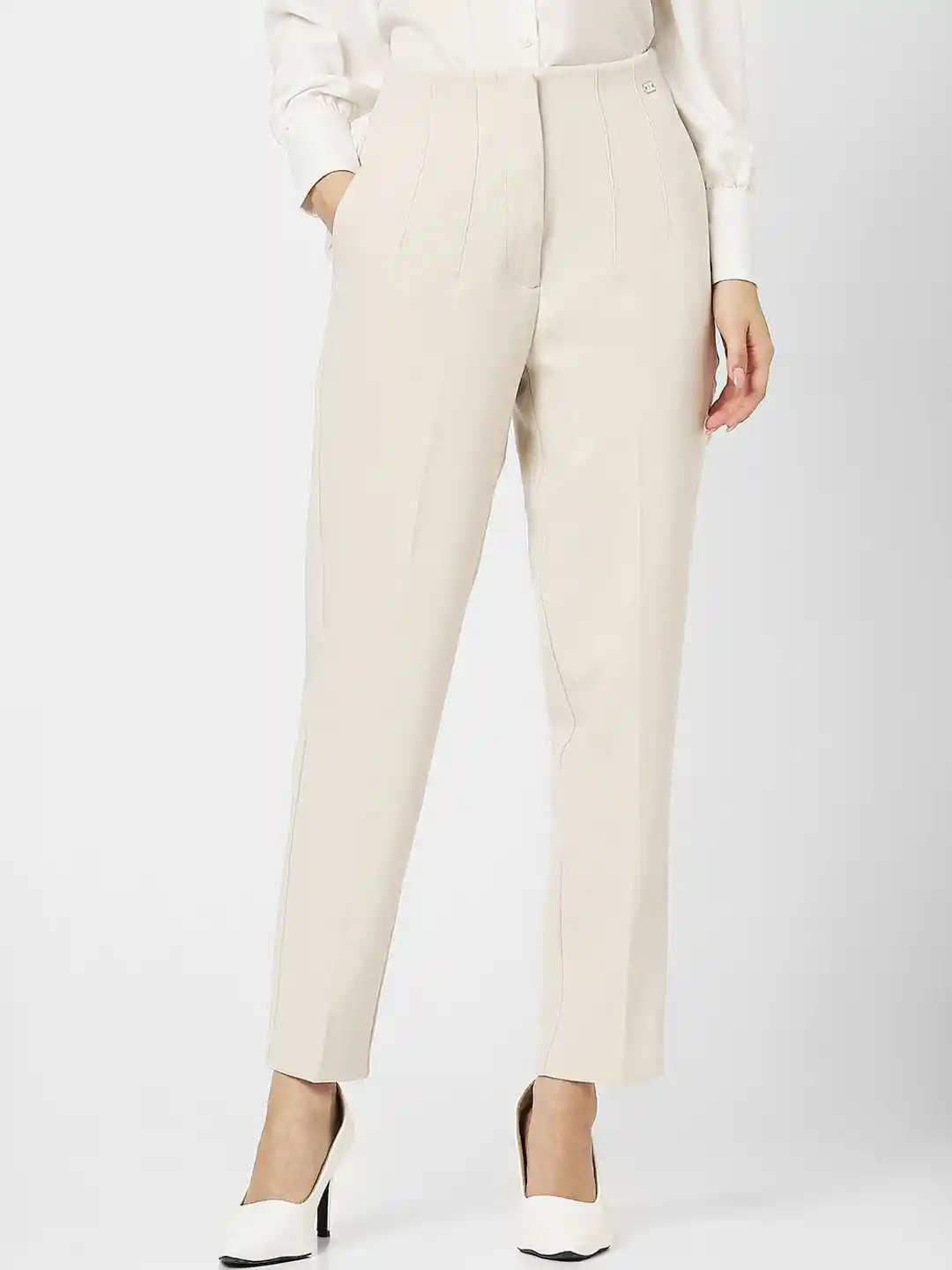 Buy Van Heusen Woman Women Slim Fit Pleated Trousers Trousers