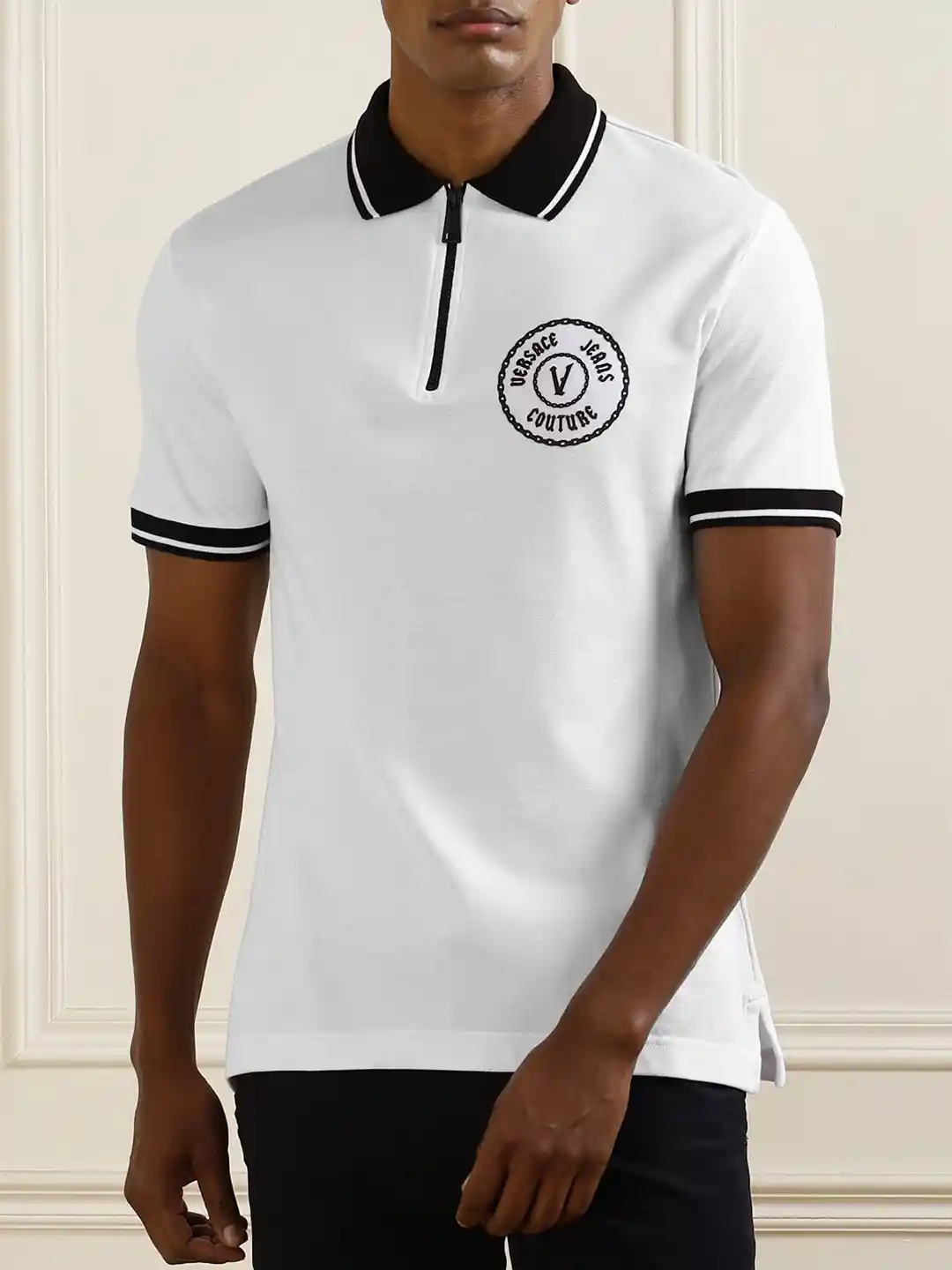 Buy Versace Jeans Couture Men Polo Collar Applique Slim Fit T