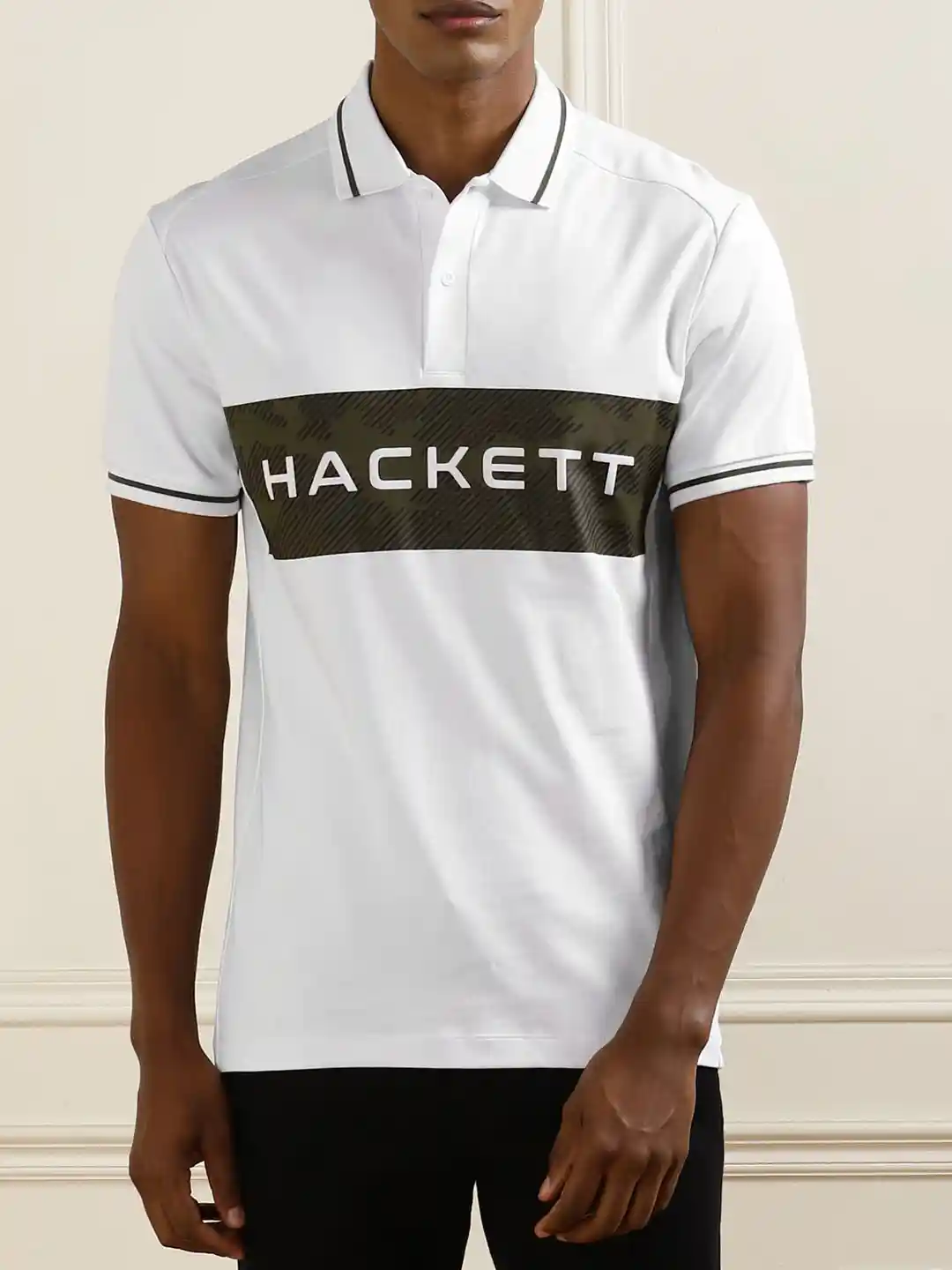 Buy HACKETT LONDON Men Printed Polo Collar Applique Slim Fit T