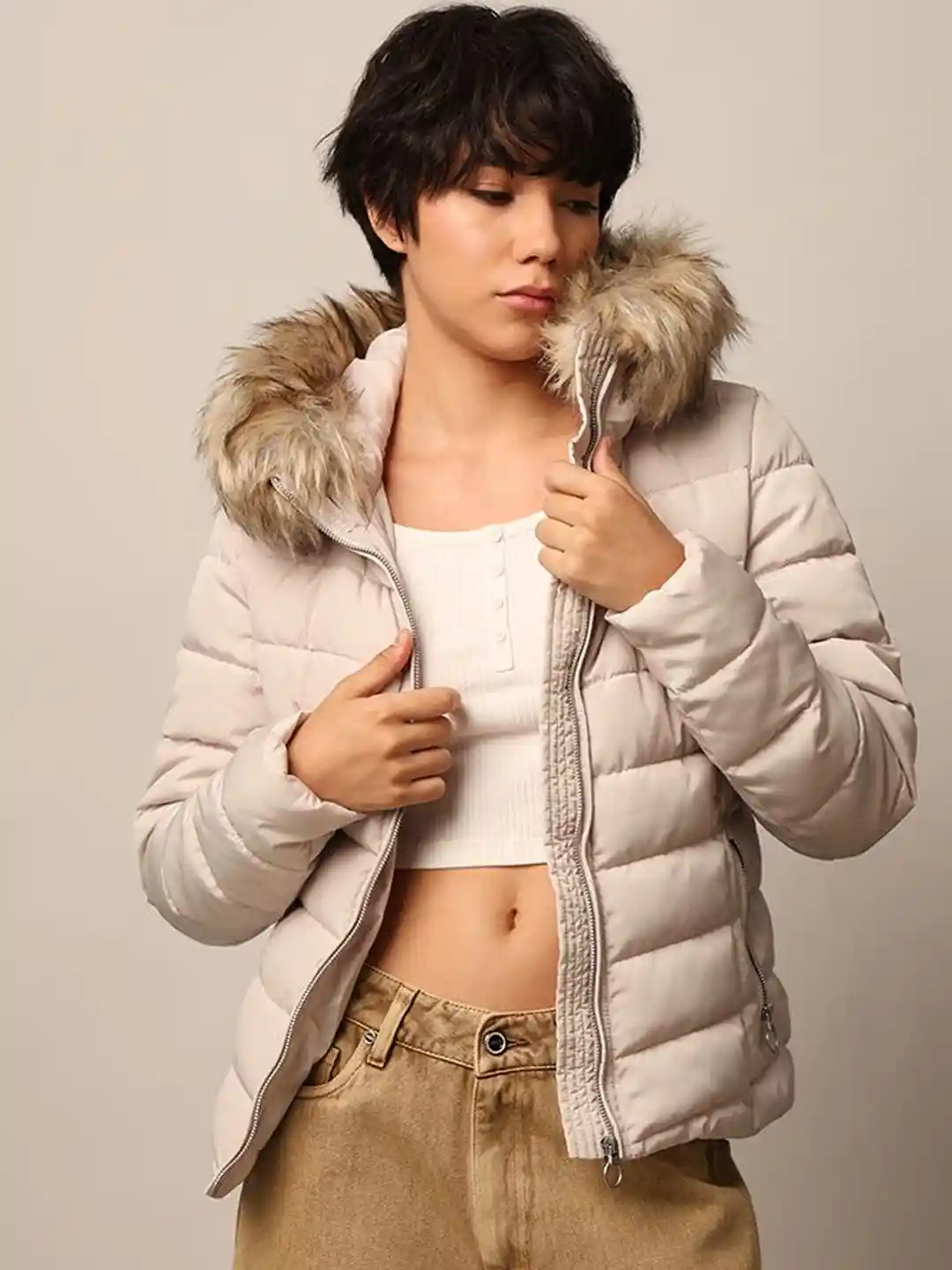 Buy ONLY Women Hooded Solid Casual Parka Jacket Jackets for