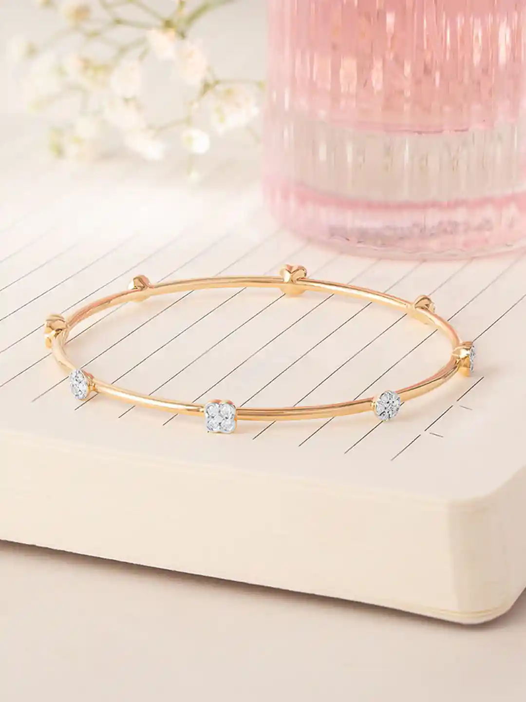 Buy Mia by Tanishq 18KT Yellow Gold Natural Diamond Bangle