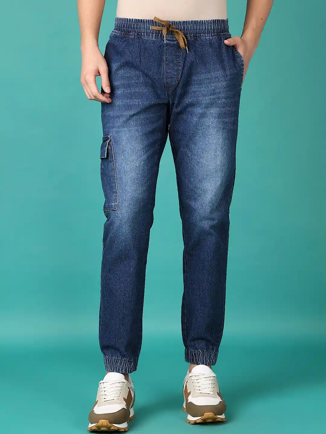 Buy V-Mart Men Cotton Mid-Rise Light Fade Joggers Jeans Jeans