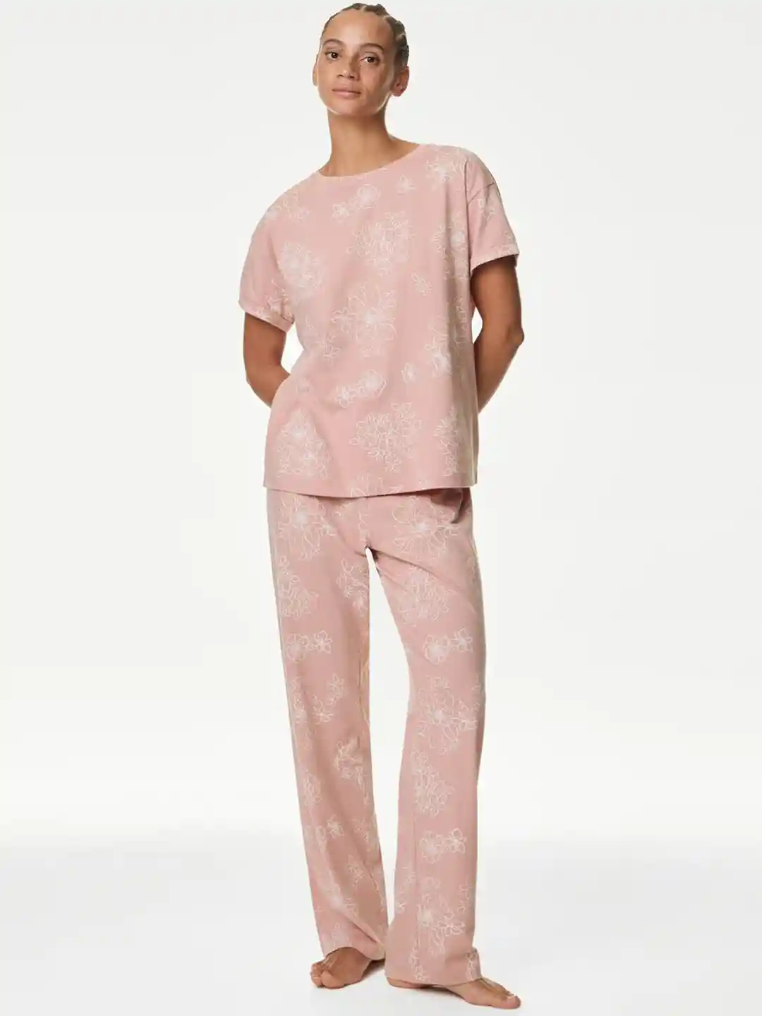 Buy Marks Spencer Women Pure Cotton Printed Round Neck Short