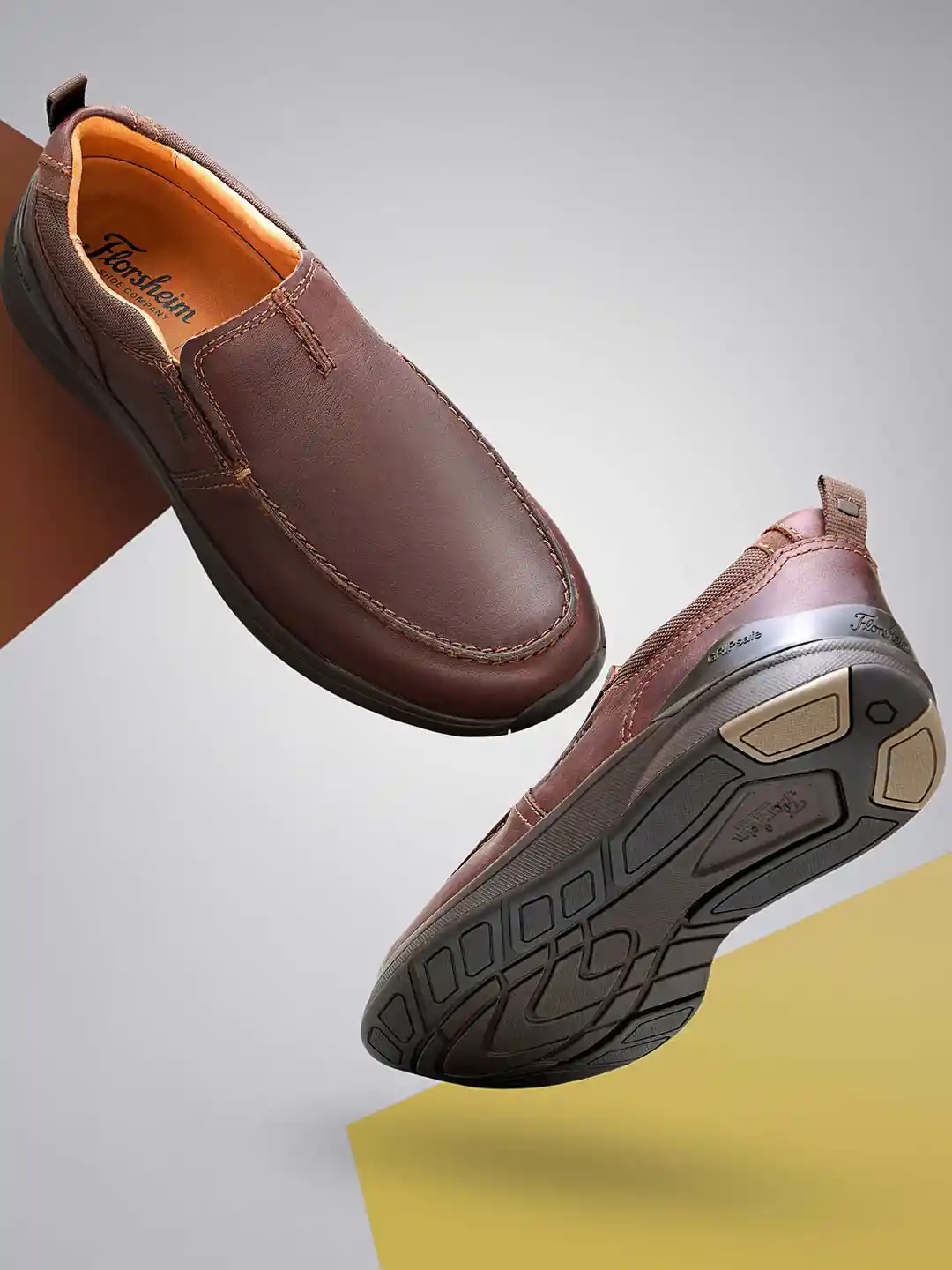 Florsheim Men Leather Round Toe Formal Slip-Ons