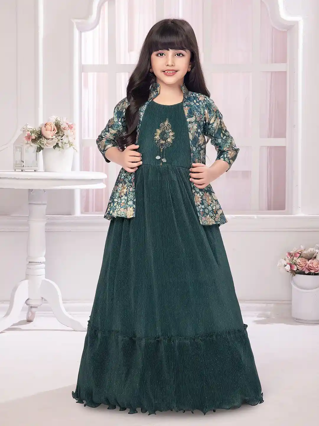 BETTY Girls Embellished Maxi Dress With Jacket