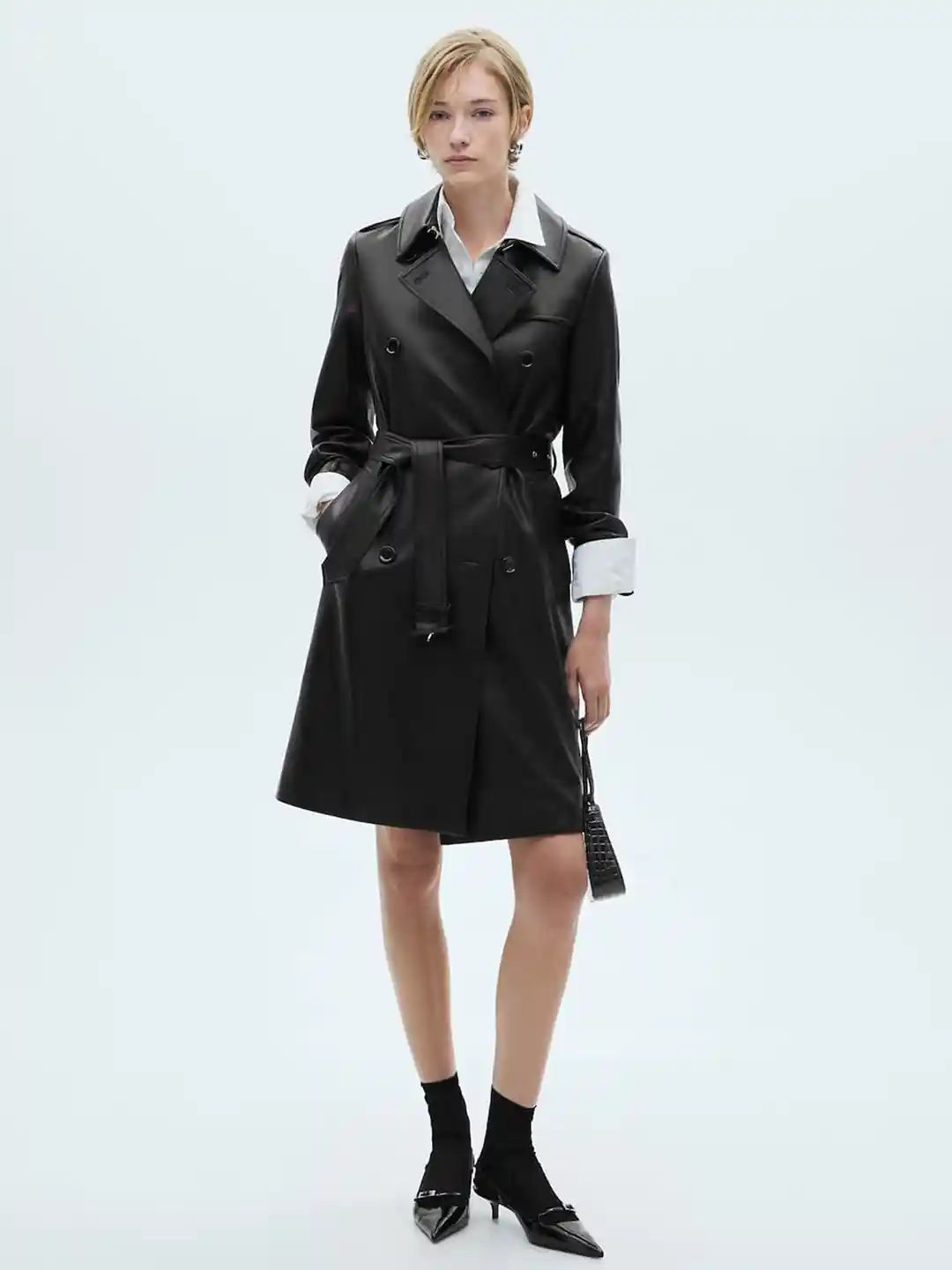 Buy MANGO Faux Leather Trench Coat with Belt Coats for Women