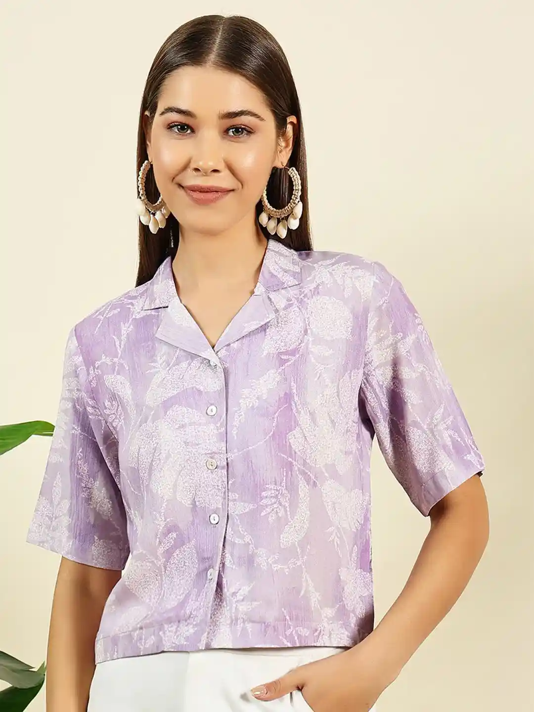 Buy Anouk Rustic Women Floral Printed Lapel Collar Shirt Style