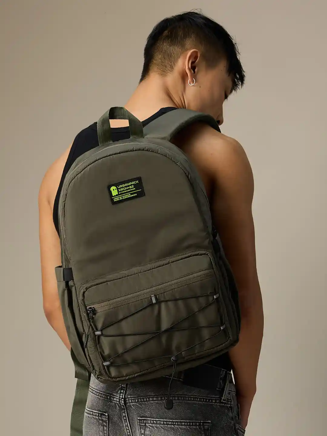 The Souled Store Men Army Green Backpack