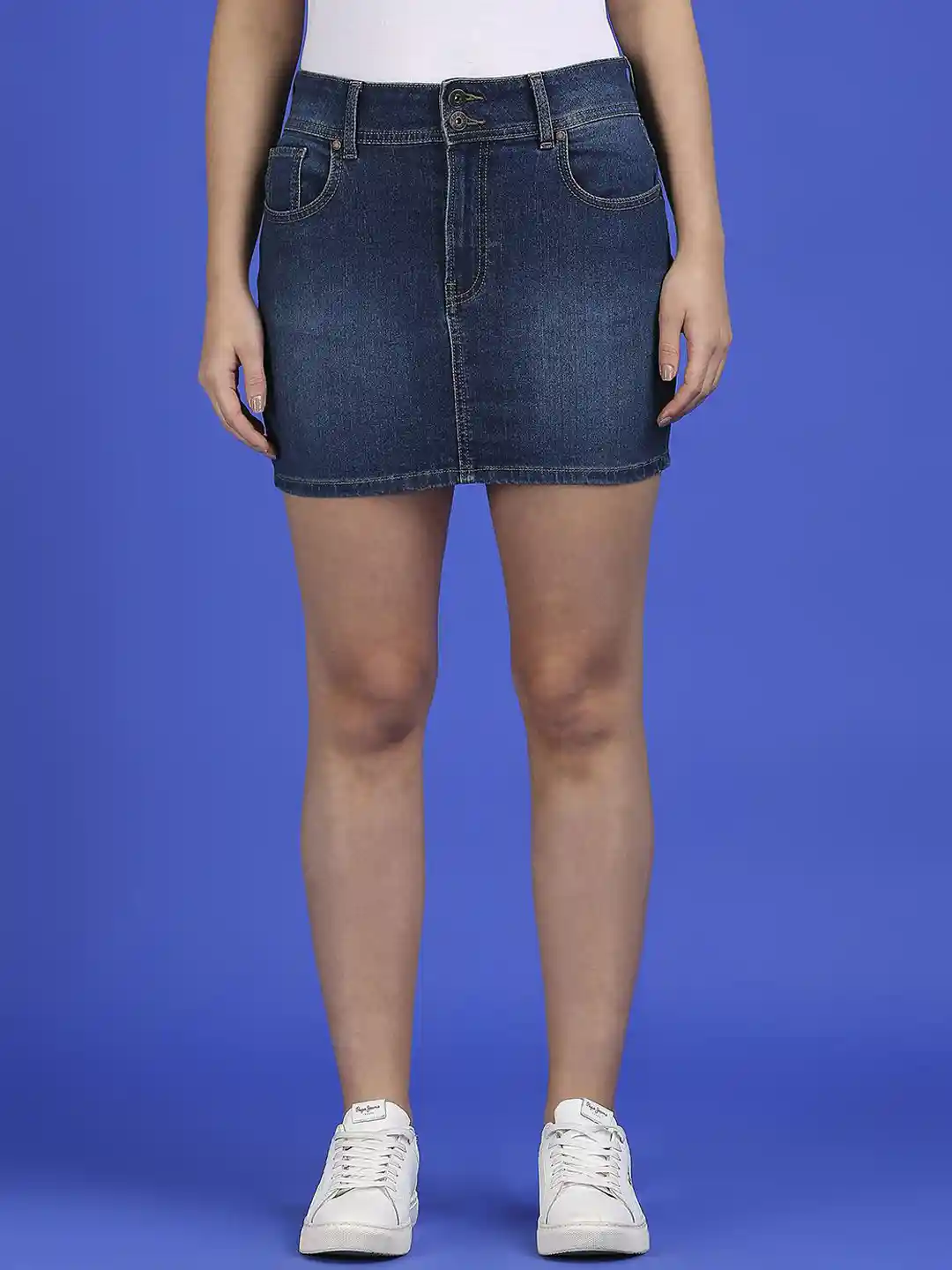 Buy Pepe Jeans Women Denim Mid Waist Pencil Woven Mini Skirt
