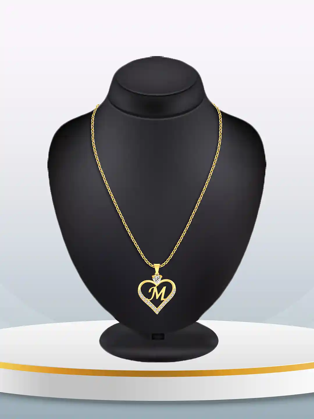 Buy Lila Gold-Plated CZ Studded Alphabet 'M' Heart Shaped