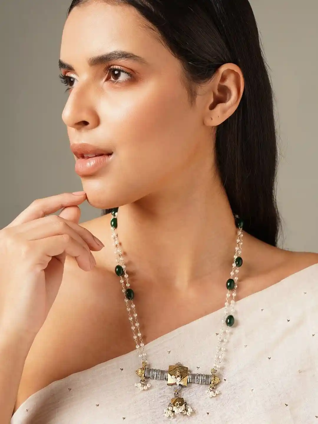 Buy JAYPORE Artificial Beads Studded Necklace Necklace and