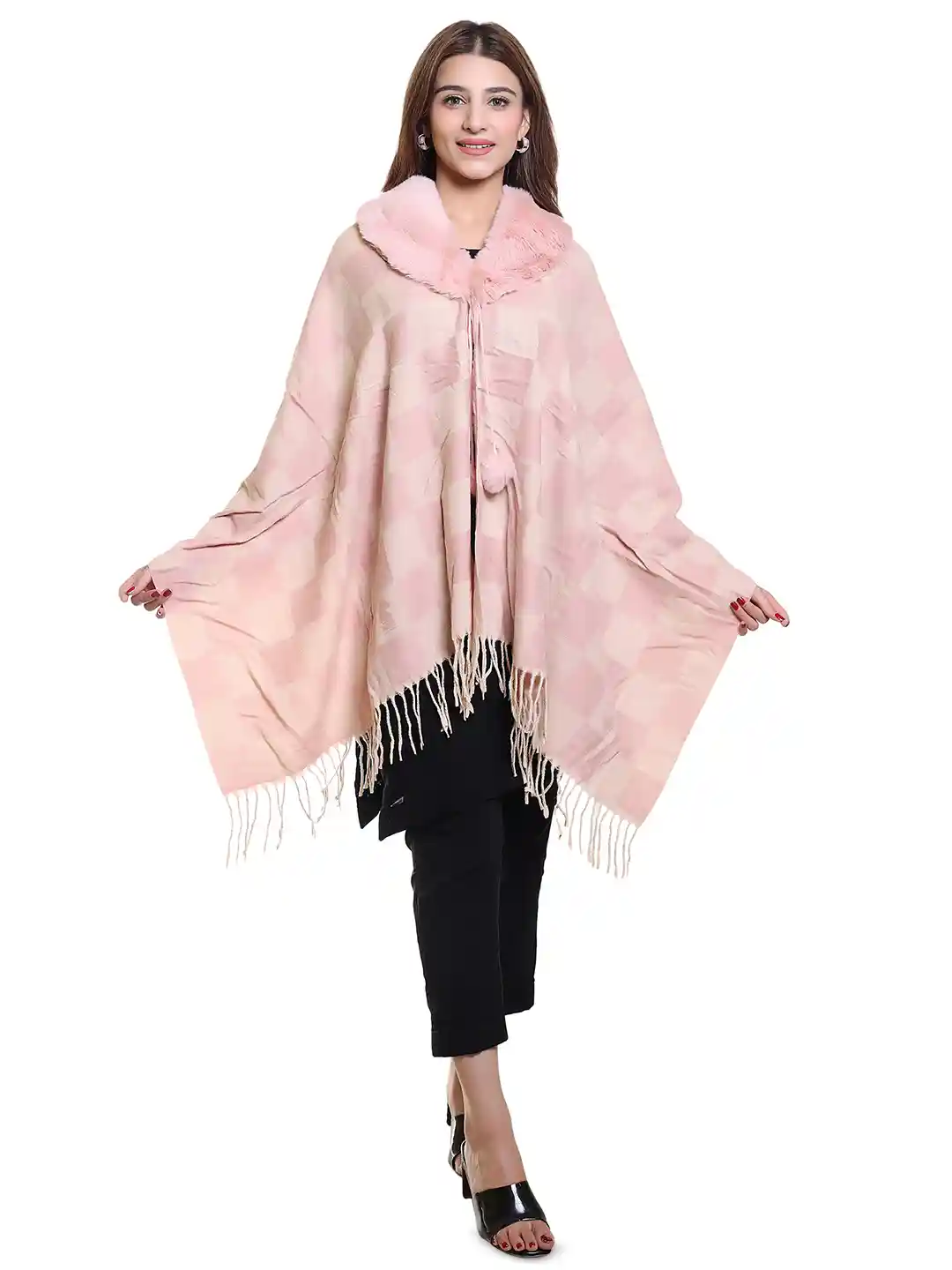 Buy Oswal International Geometric Printed Poncho Style Woollen