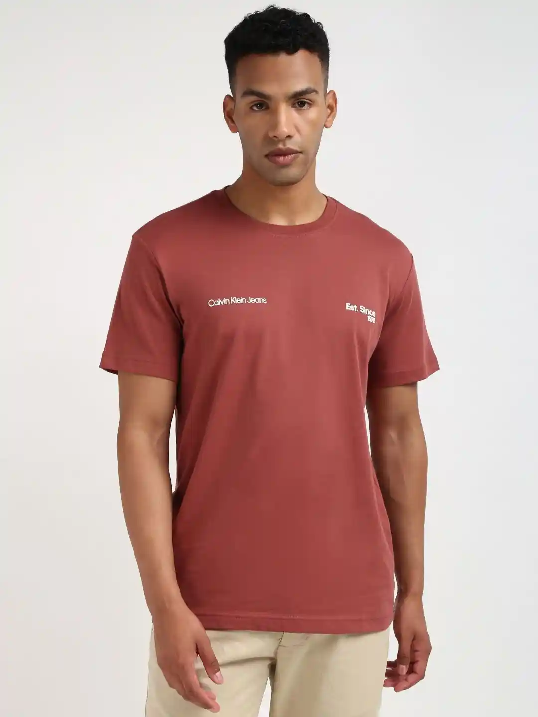 Calvin Klein Jeans Men Typography Printed Round Neck Cotton T-shirt