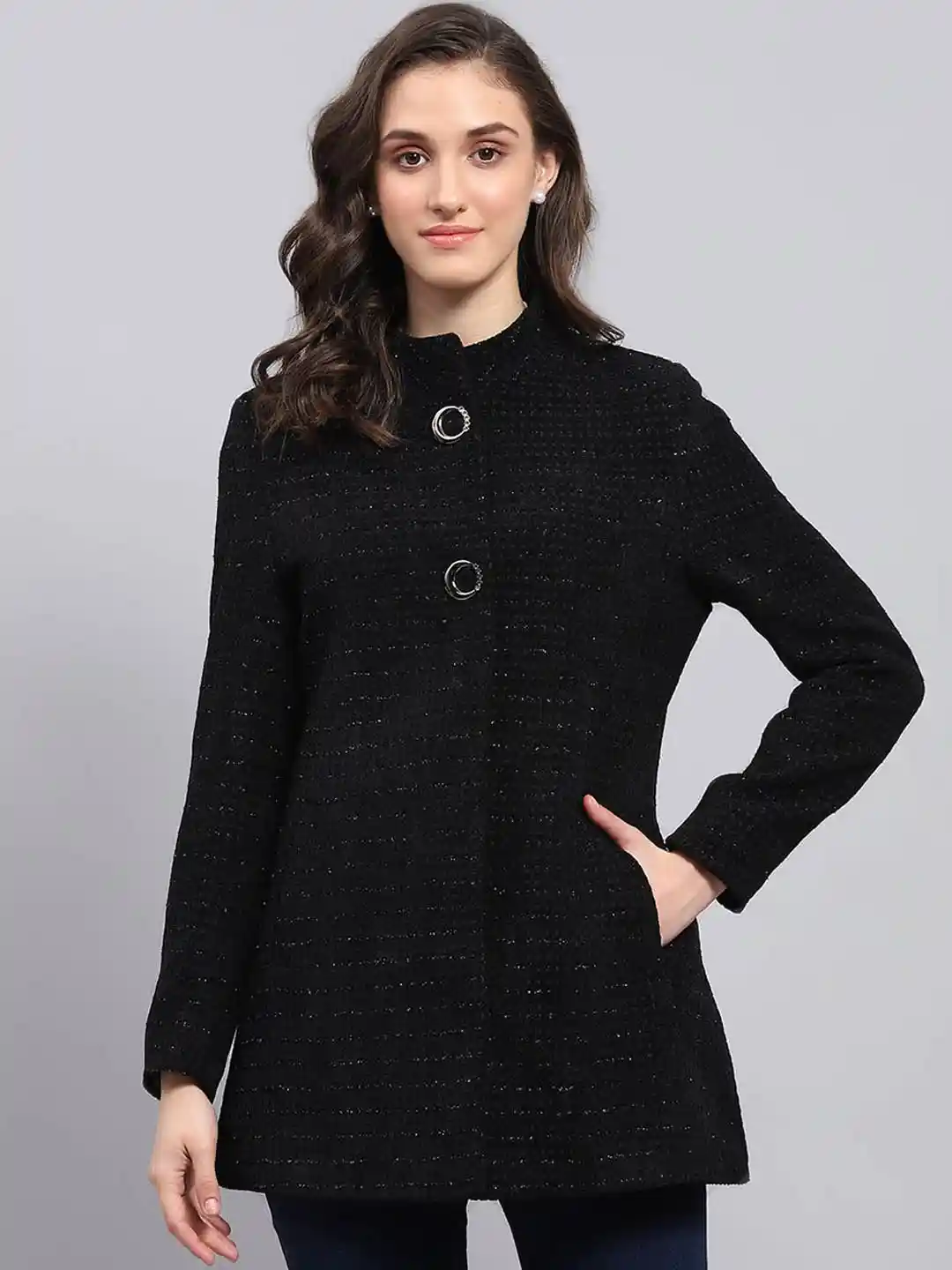 Buy Monte Carlo Women Self-Design Single-Breasted Overcoat Coats