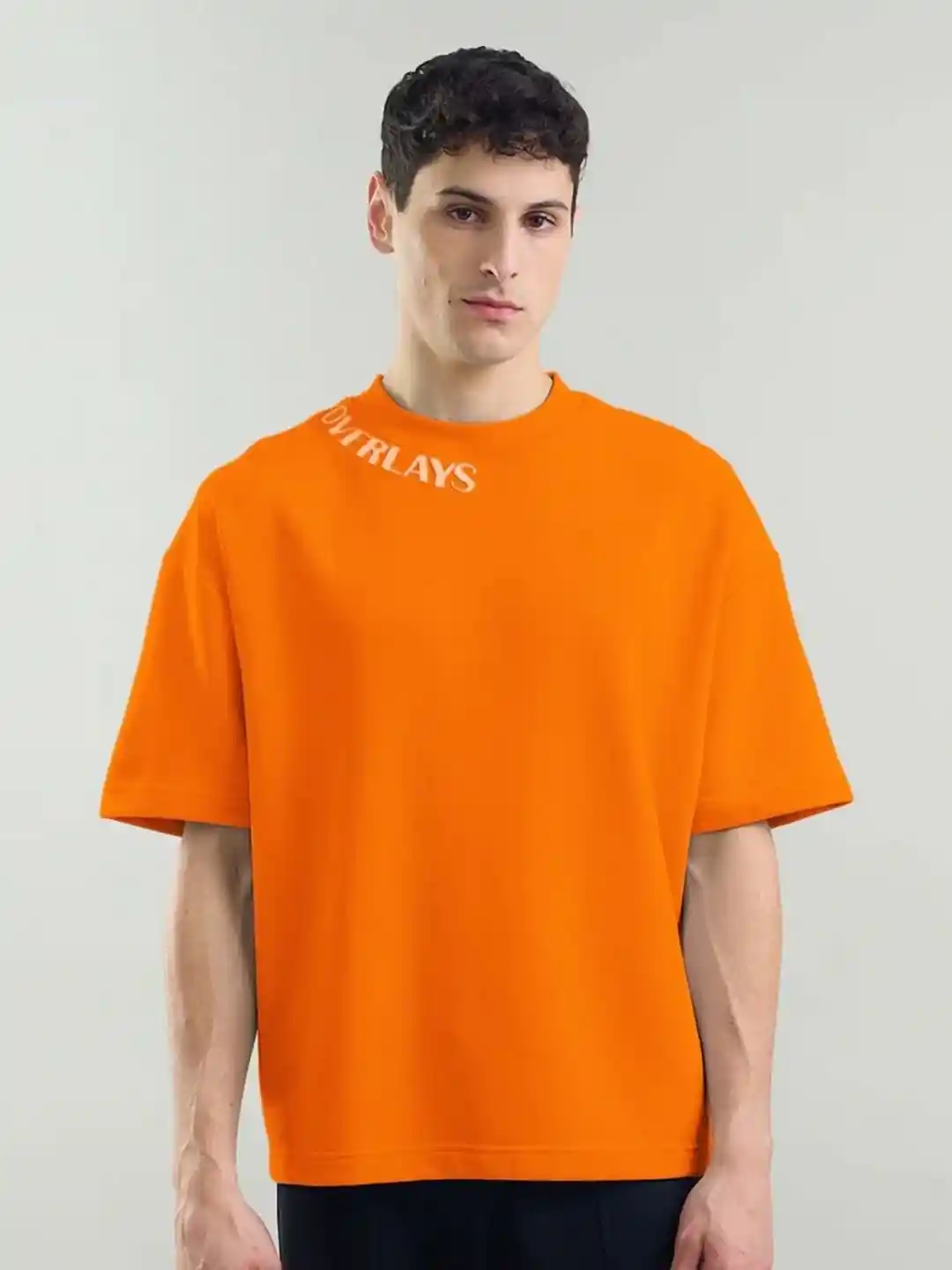 Buy Overlays Men Typography Printed Round Neck Cotton Oversized T