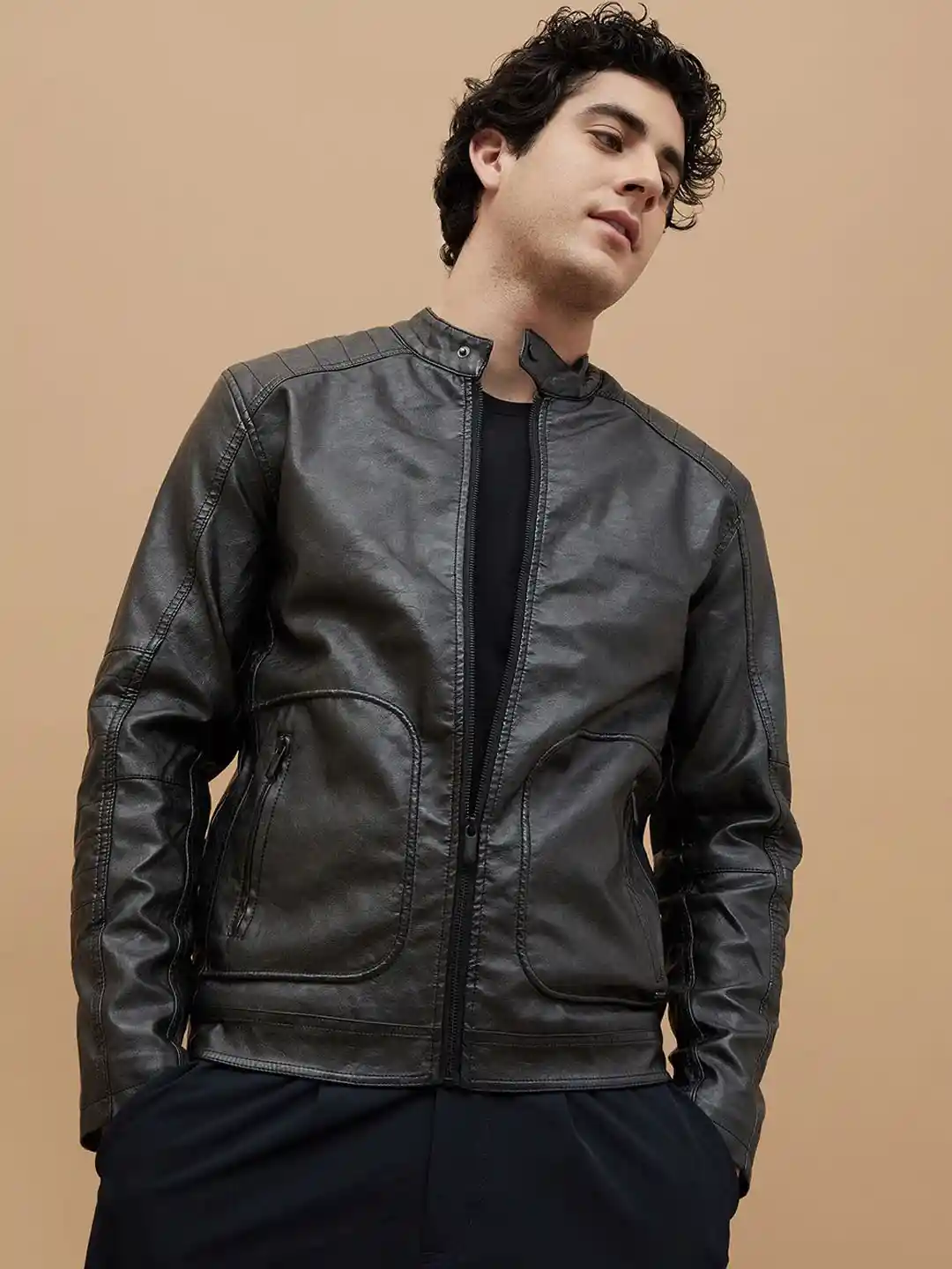Ppsnabha Andrew Marc Long Packable Down Jacket Leather Jacket With - Main Image