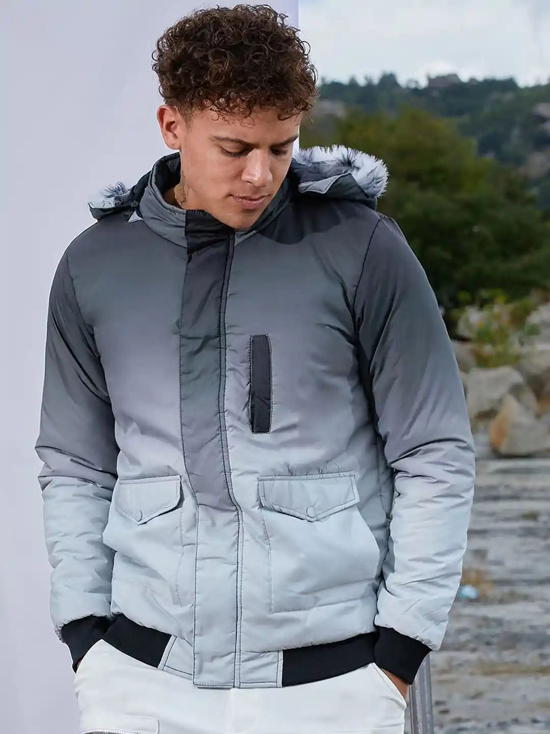 Buy Campus Sutra Men Hooded Ombre Printed Casual Parka Jacket