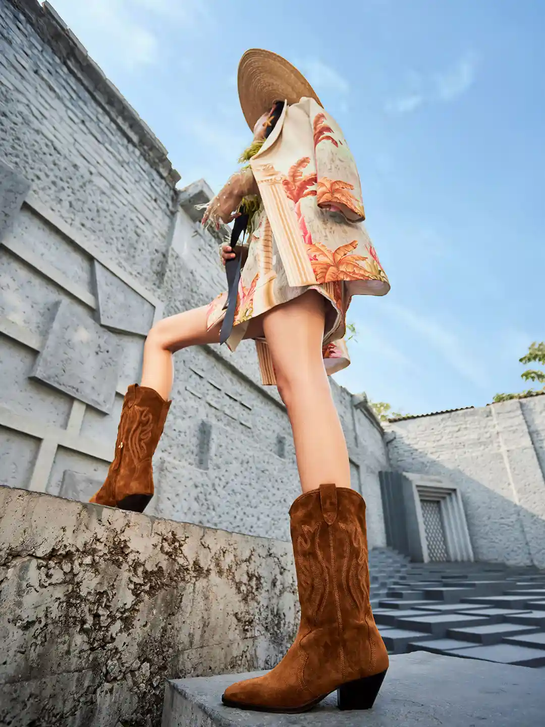 Oroh Women Block Heel Cowboy Boots