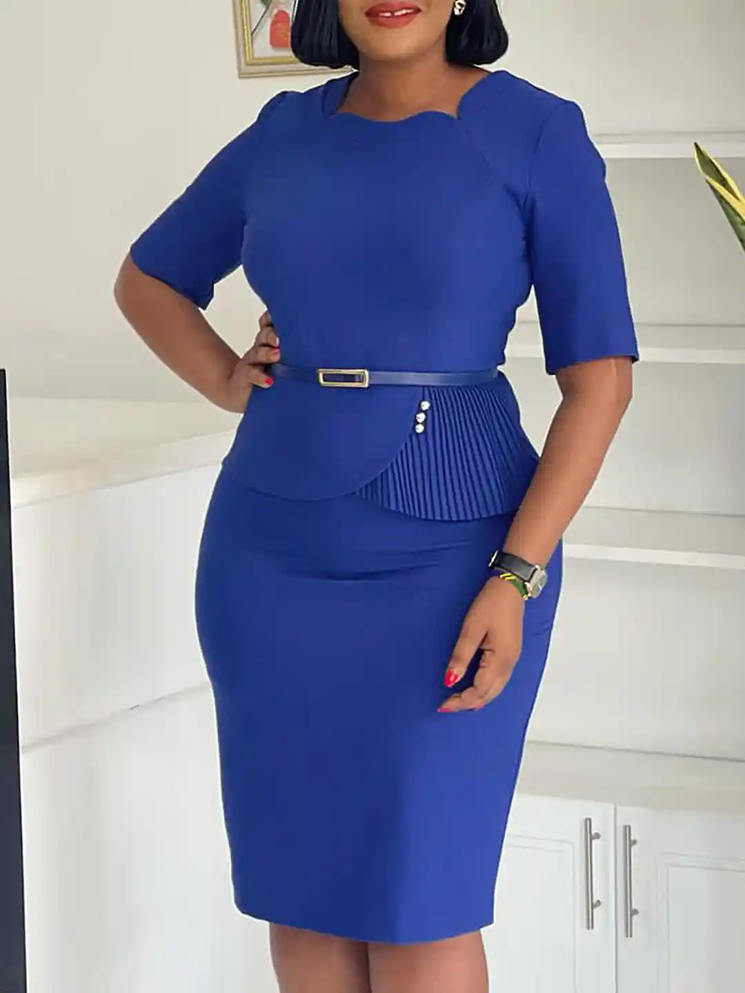 SHOULDER PADDED PEPLUM DRESS ブラック　Sサイズ SHOULDER PADDED PEPLUM DRESS ブラック Sサイズ SHOULDER